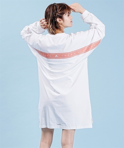 adidas/アディダス ワーディング ルーズフィット シングルジャージー チュニック 長袖 Tシャツ IEH94(BK/GY-M)