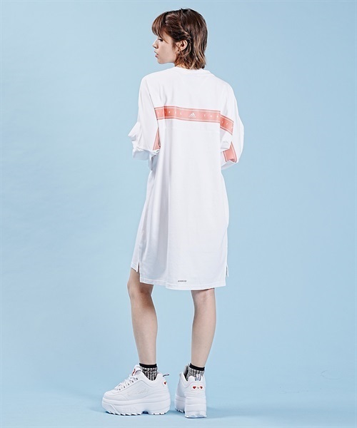 adidas/アディダス ワーディング ルーズフィット シングルジャージー チュニック 長袖 Tシャツ IEH94(WT/PK-M)