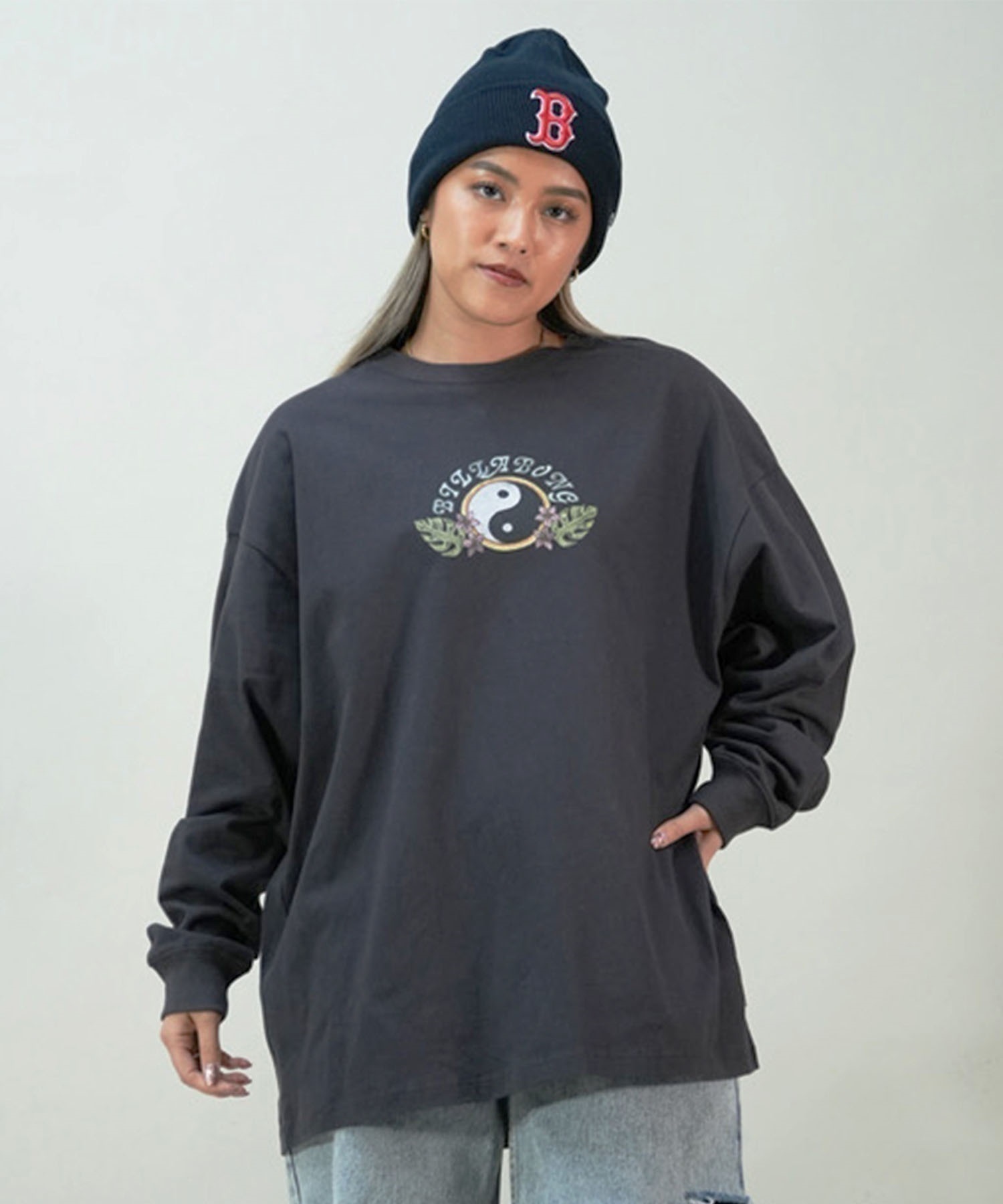 BILLABONG ビラボン レディース ロンT プリント オーバーサイズ 長袖Tシャツ BE013-051(SCS-M)