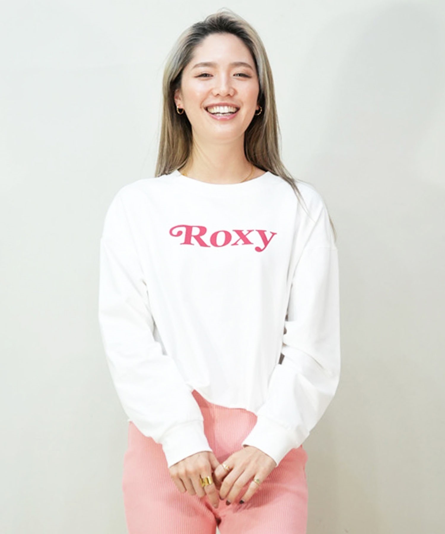 ROXY ロキシー レディース 長袖 Tシャツ ロンT クルーネック ショート丈 RLT241630T(BLK-M)