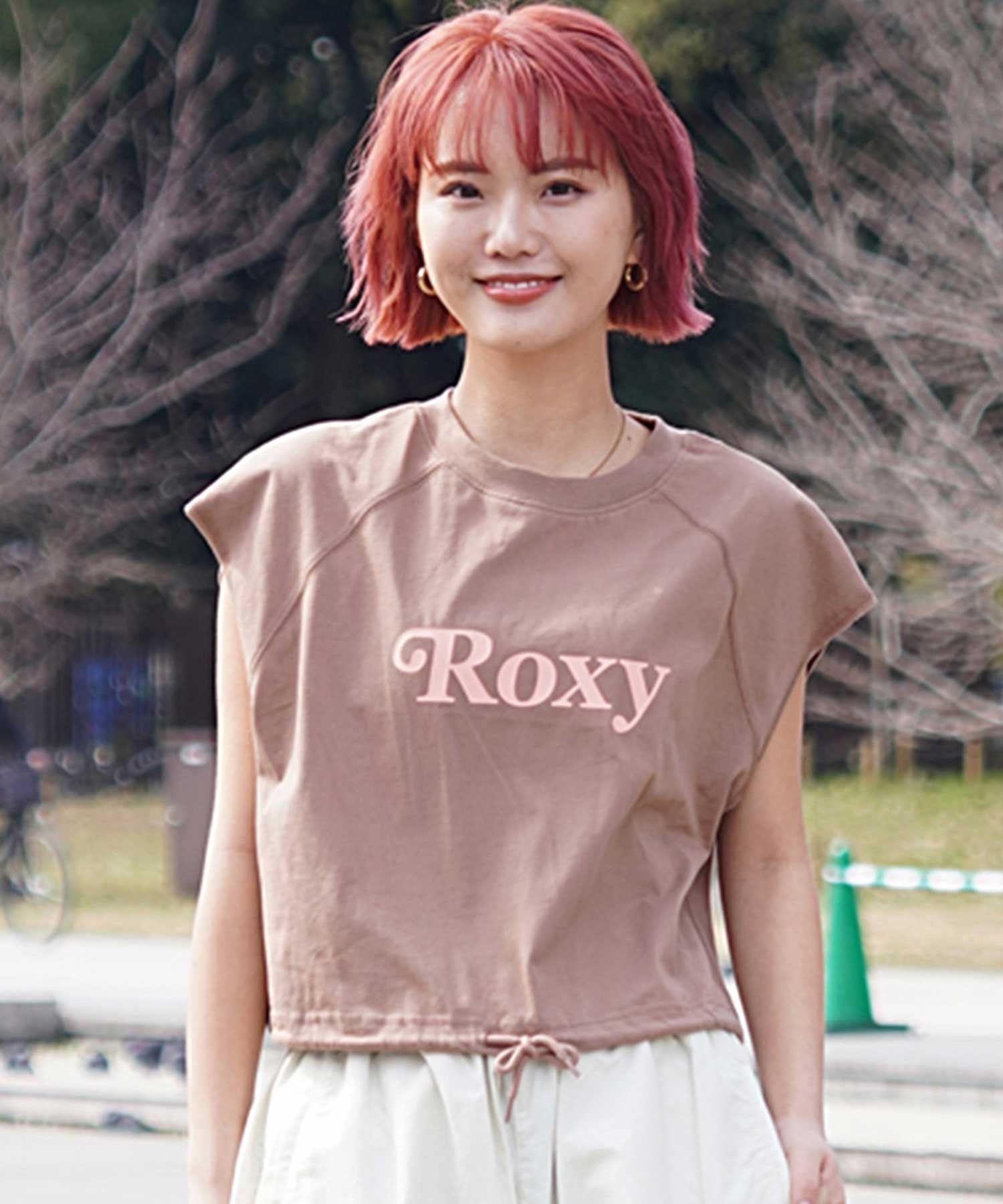 【クーポン対象】ROXY ロキシー RSL241629T レディース 半袖 Tシャツ スリーブレスTシャツ カットオフ クルーネック(BRN-M)