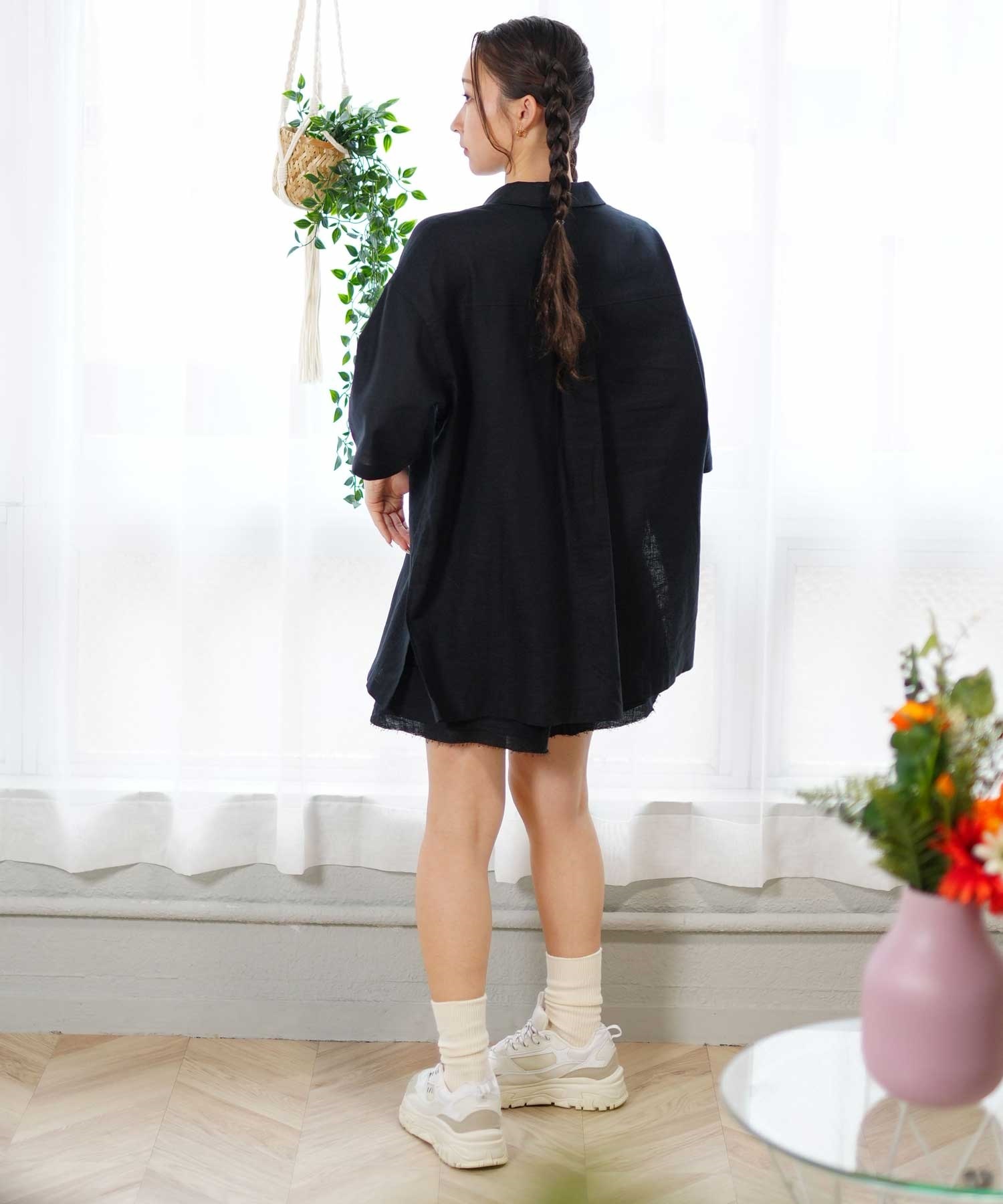 RIKKA FEMME リッカファム レディース 半袖 シャツ MUJI RF24SS14(NAV-FREE)