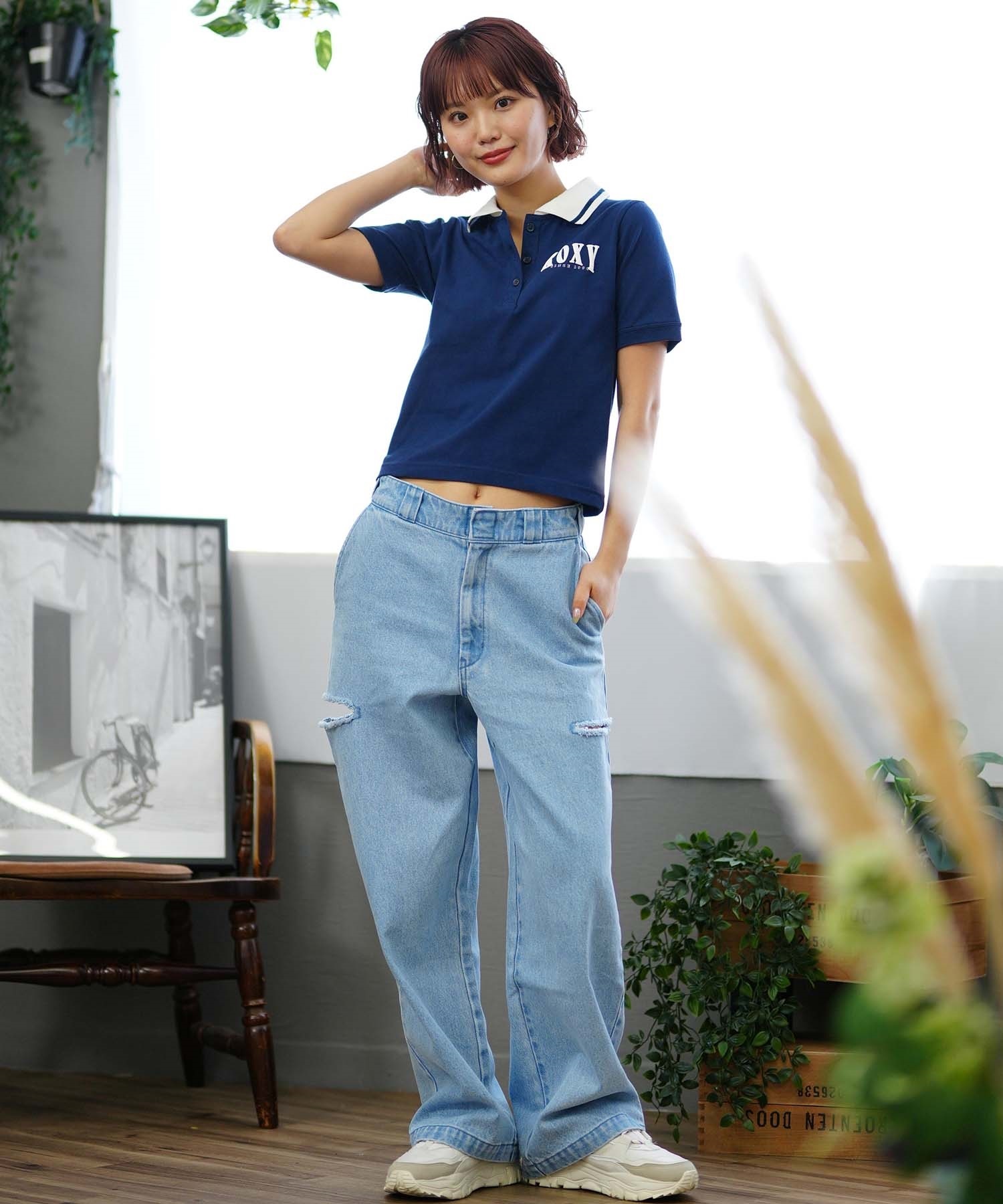 ROXY ロキシー レディース 半袖 ポロシャツ ショート丈 ボタン ROXY ロキシー レディース 半袖 ポロシャツ ショート丈 ボタン