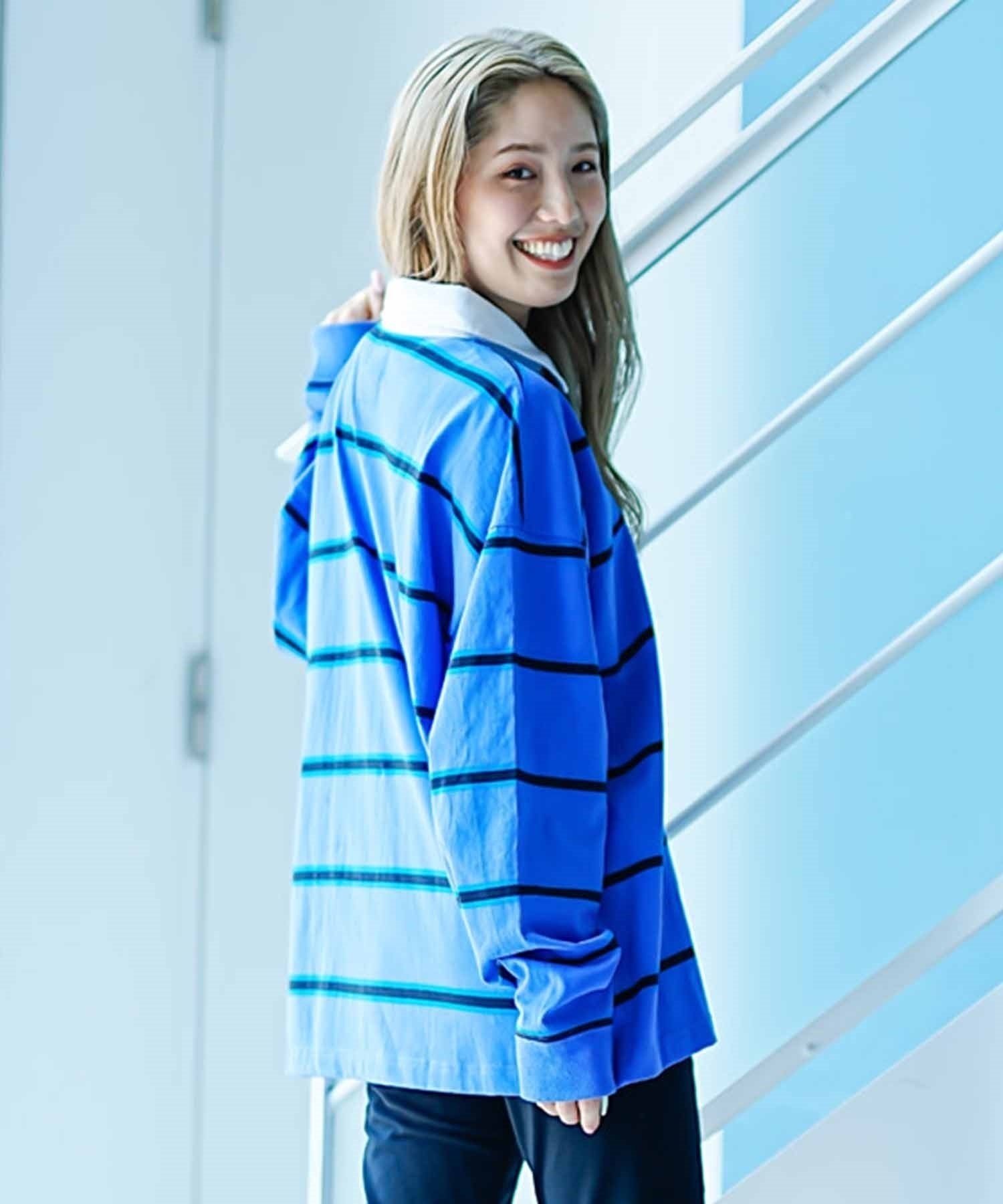 ELEMENT/エレメント レディース 長袖ポロシャツ ボーダー柄