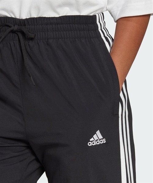 adidas/アディダス エッセンシャルズ スリーストライプス ウーブン 7/8丈 パンツ ETT59(BK/WT-M)