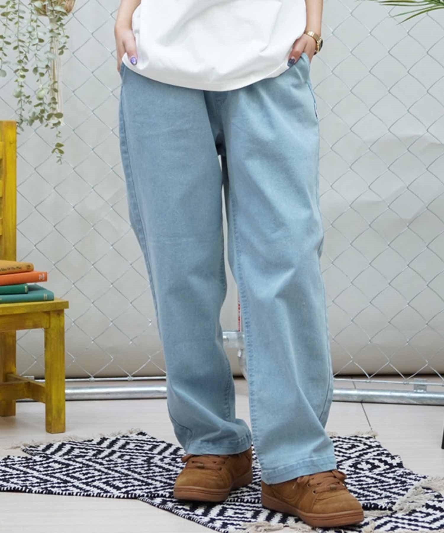 ELEMENT エレメント レディース ストレートデニム イージーデニム ワイドパンツ BE023-711(BDM-M)