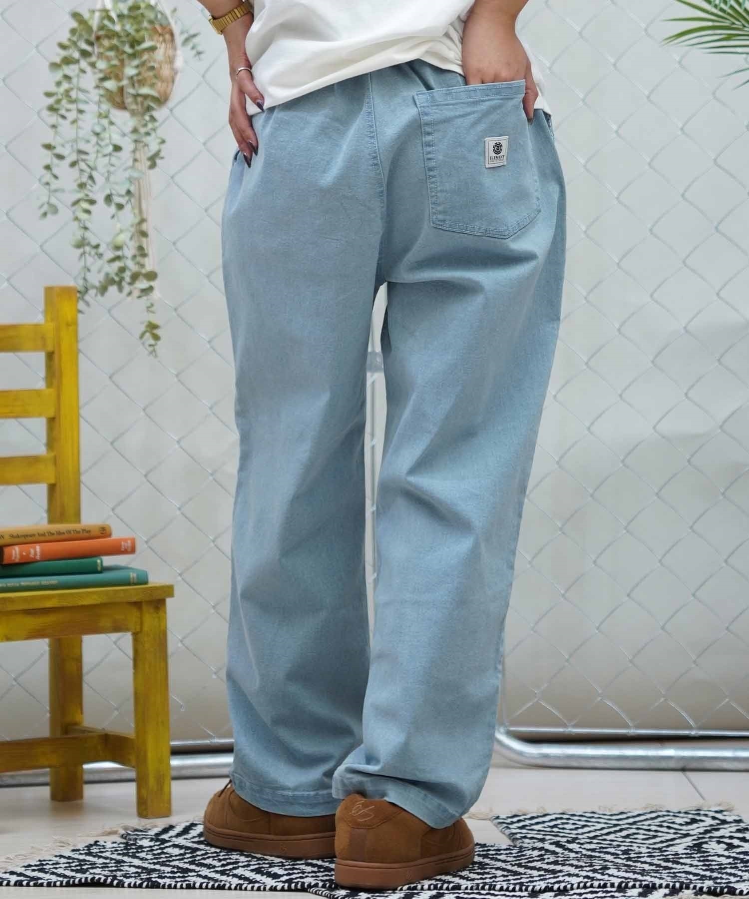 ELEMENT エレメント レディース ストレートデニム イージーデニム ワイドパンツ BE023-711(BDM-M)