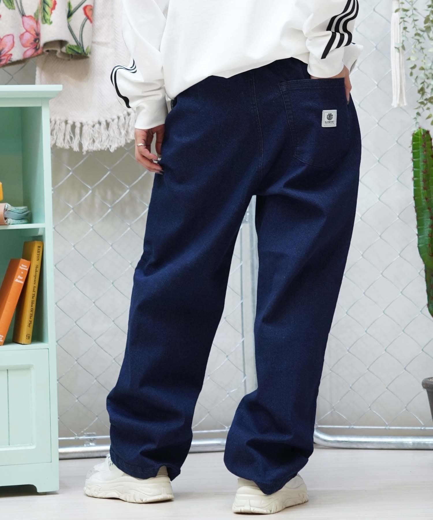 ELEMENT エレメント レディース ストレートデニム イージーデニム ワイドパンツ BE023-711(BDM-M)