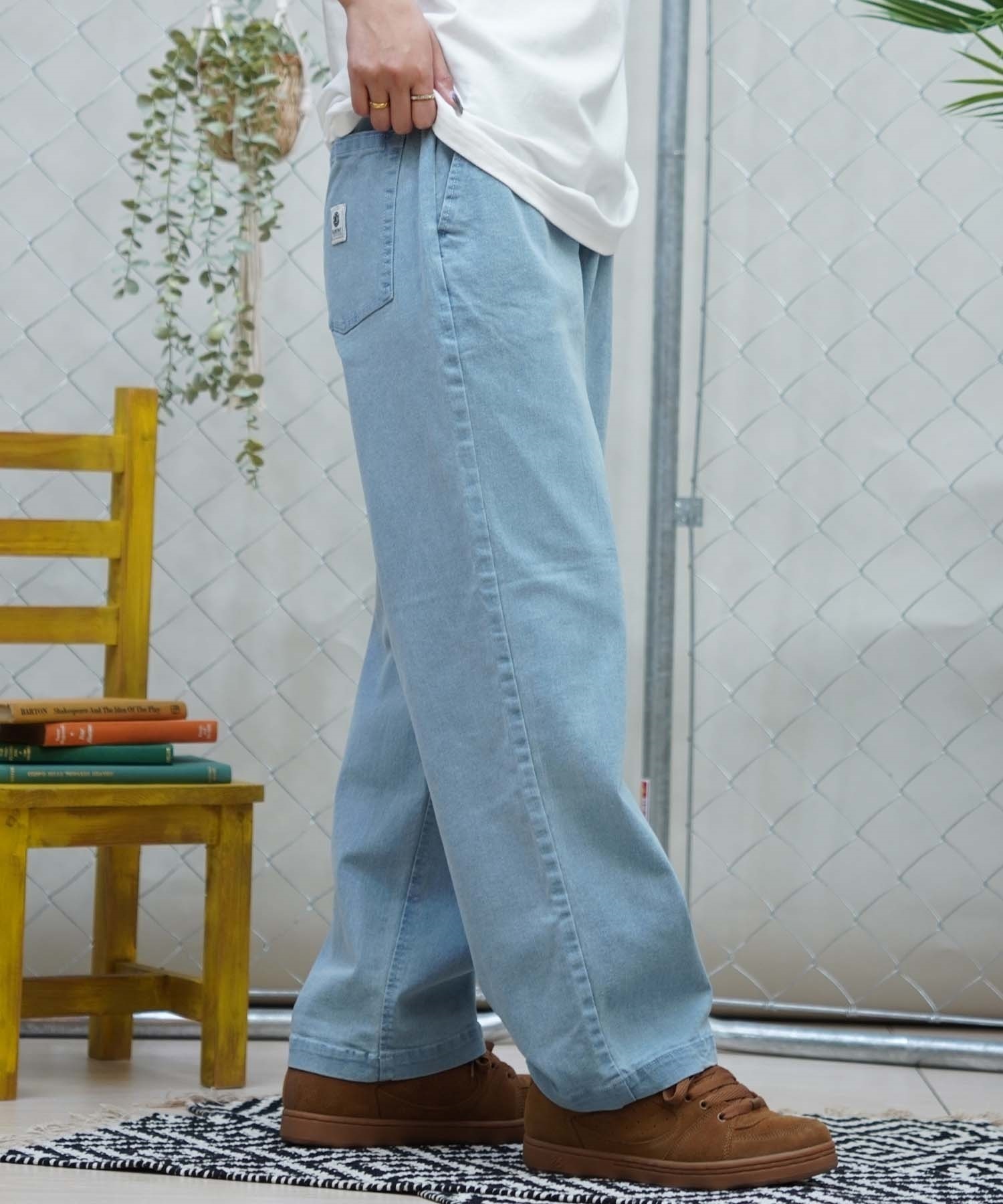 ELEMENT エレメント レディース ストレートデニム イージーデニム ワイドパンツ BE023-711(BDM-M)