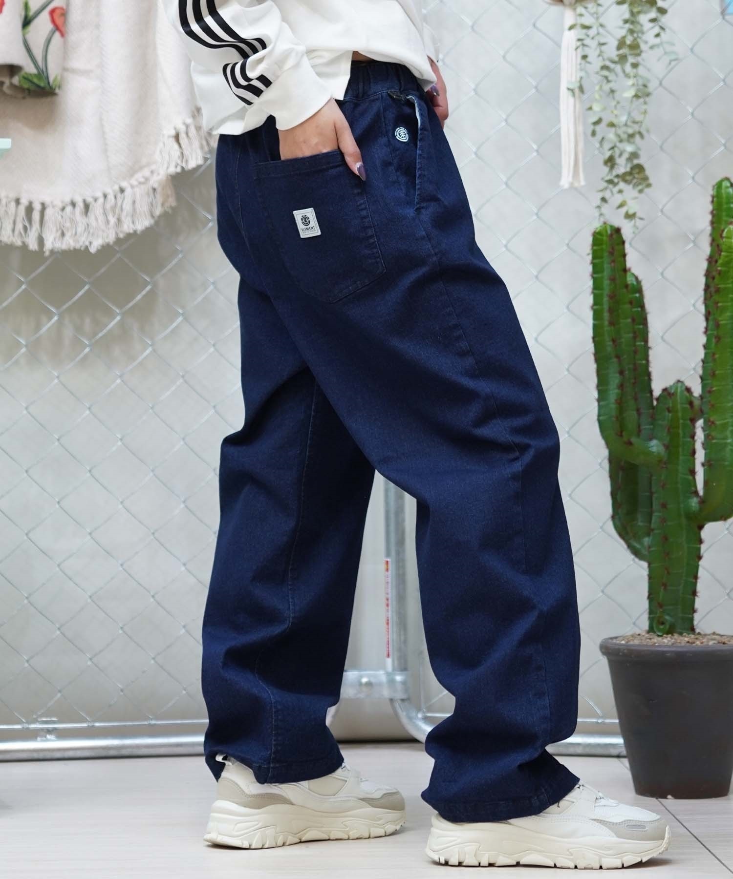 ELEMENT エレメント レディース ストレートデニム イージーデニム ワイドパンツ BE023-711(BDM-M)