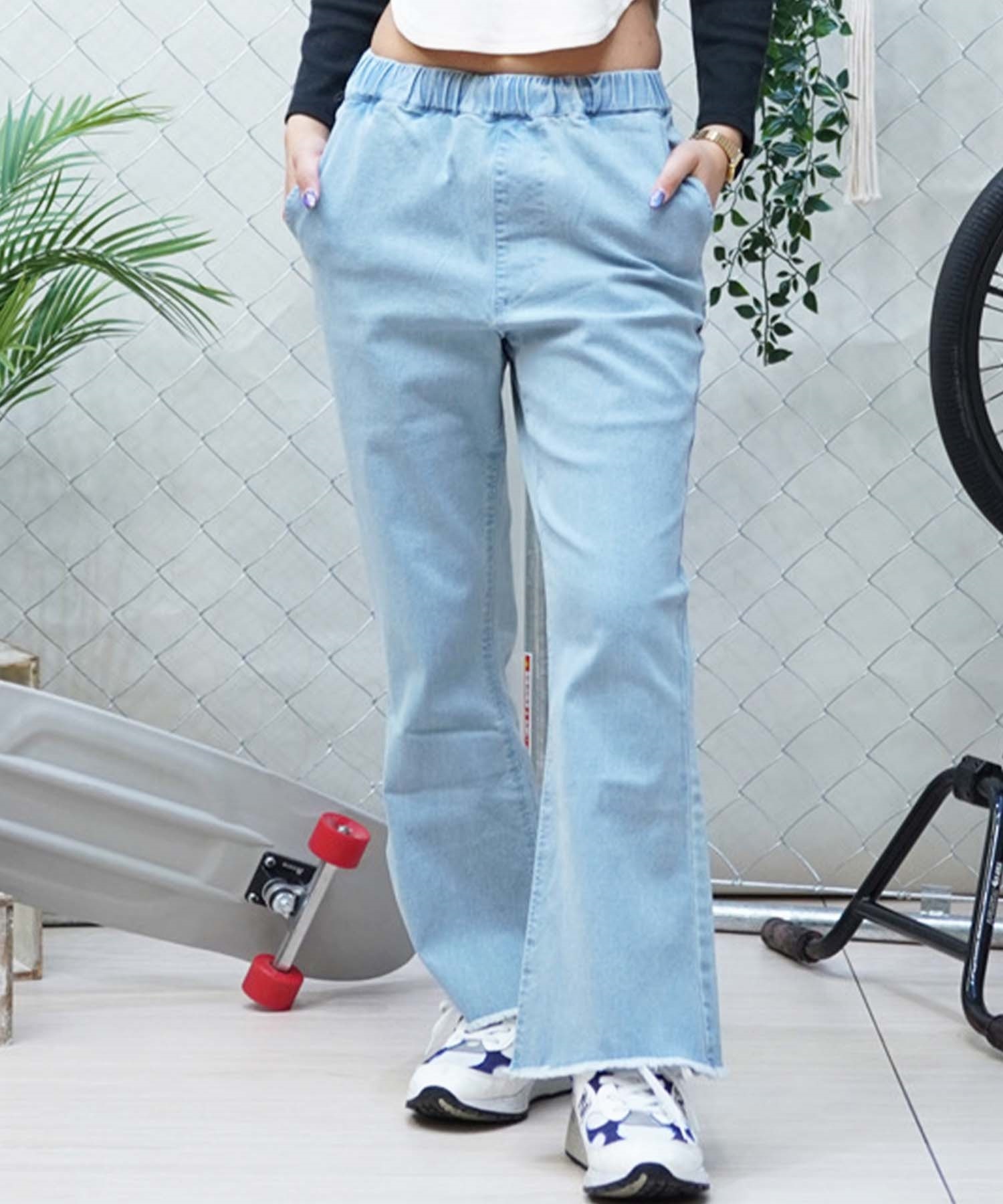 ELEMENT エレメント レディース フレアパンツ デニム カットオフ