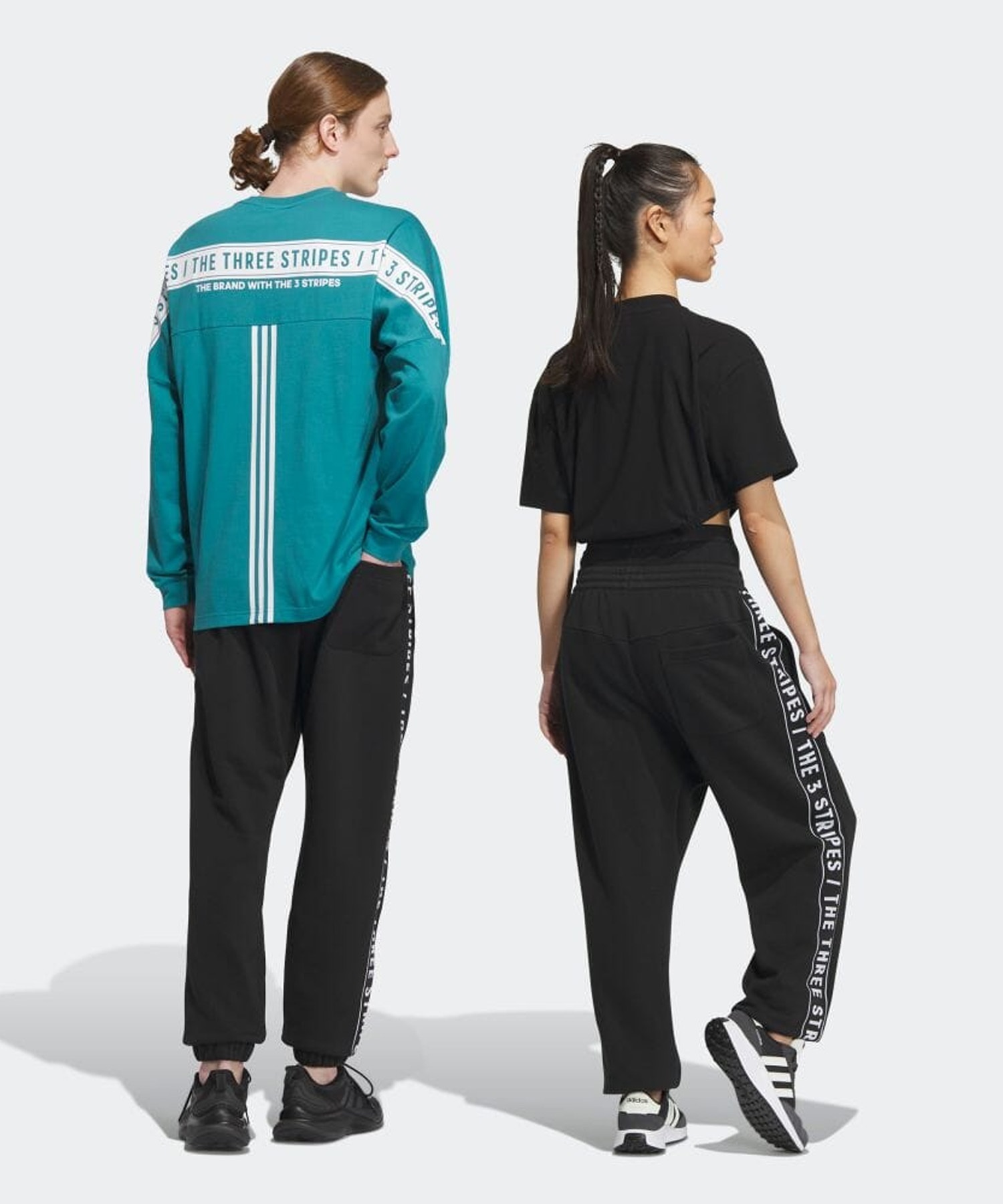 adidas/アディダス レディース スウェットパンツ テープロゴ ルーズフィット 裏起毛 IEI01(BKWT-M)