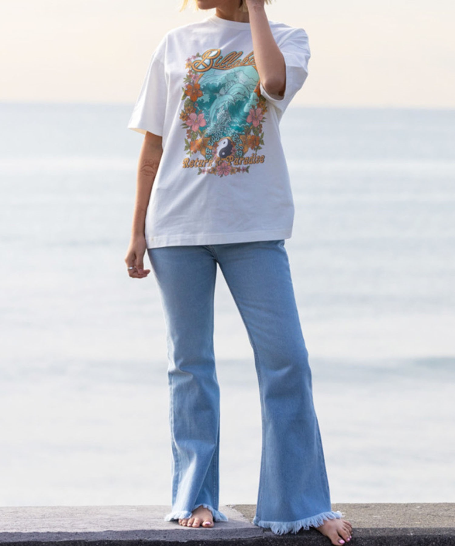 BILLABONG ビラボン FRINGE FLARE DENIM フレア デニム レディース ロングパンツ フリンジ BE013-707(BLC-S)