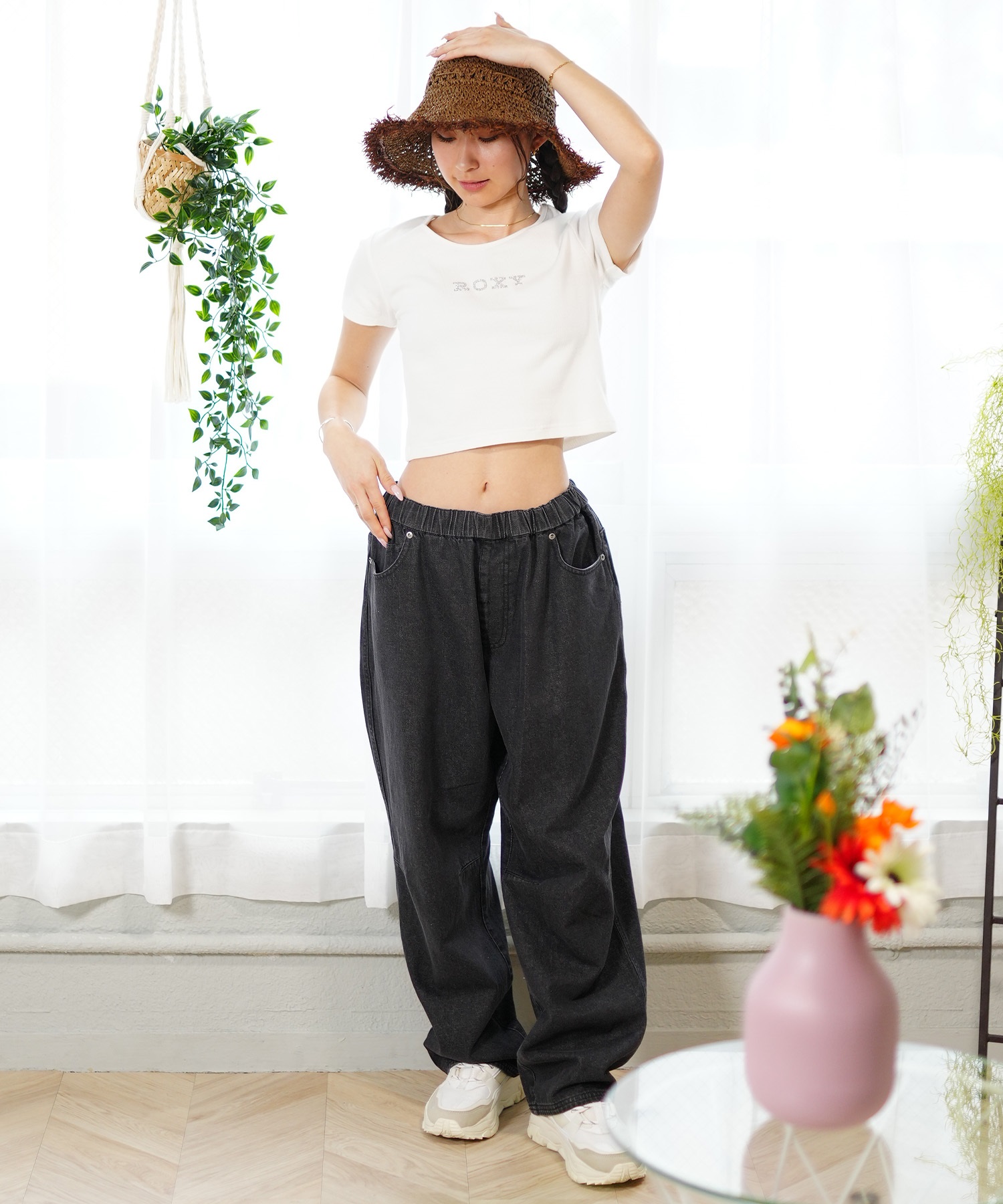 ROXY ロキシー レディース ロングパンツ ルーズシルエット ワンポイント RPT245611T ロングパンツ｜ムラサキスポーツオンラインストア 通販