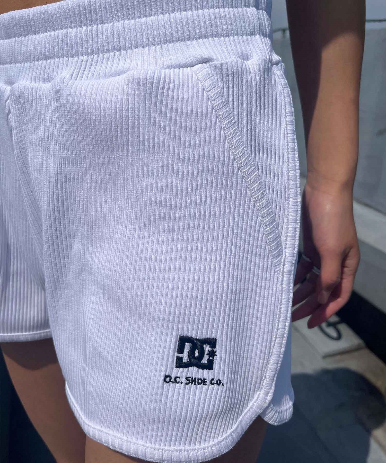 DC ディーシー レディース ショーツ ショートパンツ リブ ワンポイント 刺繍ロゴ セットアップ対応 LWS242301(WHT-S)