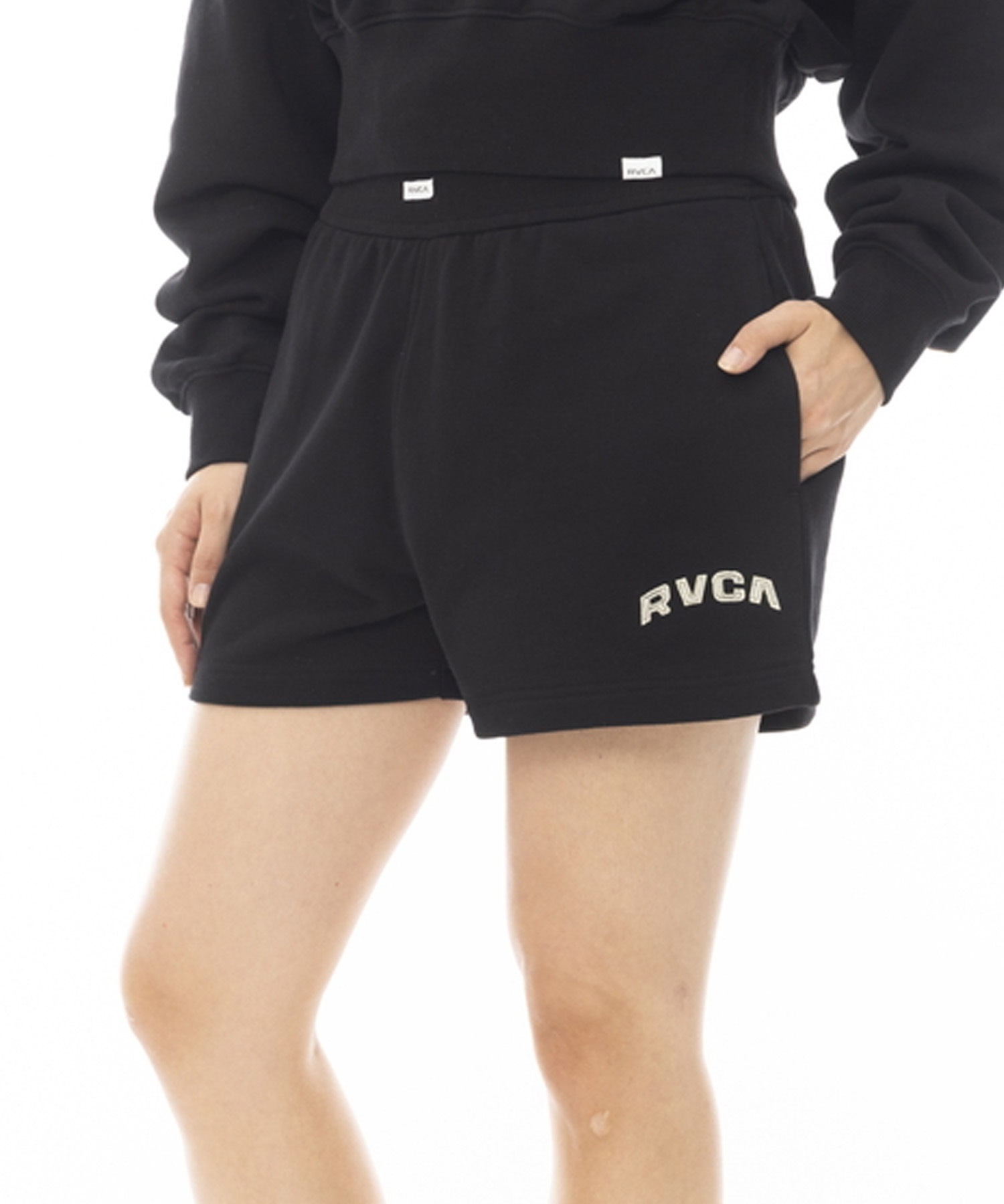 RVCA ルーカ BOXER SWEAT PANTS レディース スウェット ショートパンツ セットアップ対応 BE043-611(BLK-M)