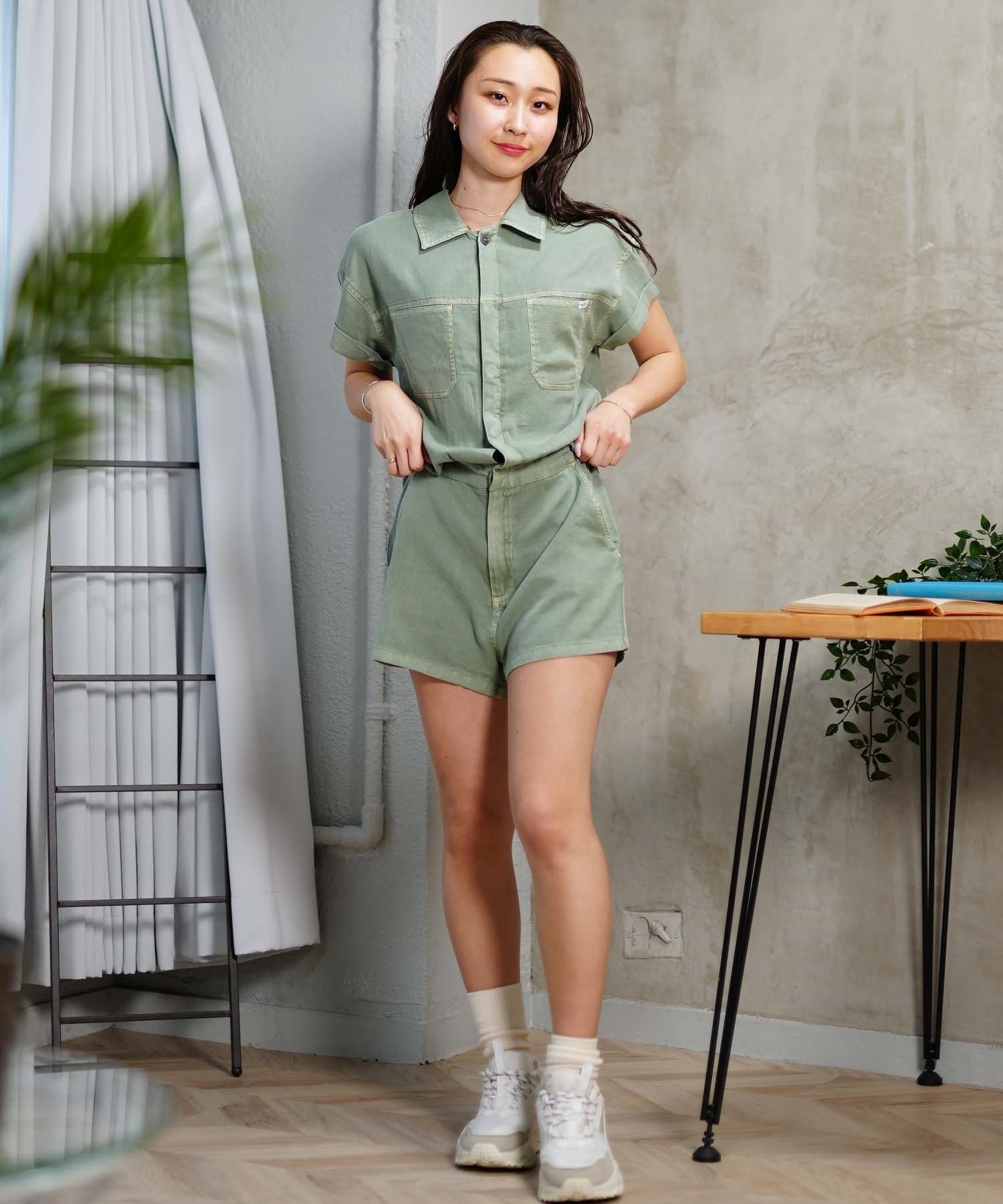 【クーポン対象】RVCA ルーカ CADET ROMPER レディース 半袖 ワンピース オールインワン BE043-366(GNB0-S)