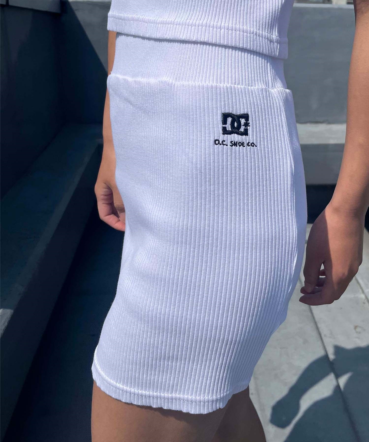 DC ディーシー レディース ショートスカート ミニスカート リブ ワンポイント 刺繍ロゴ セットアップ対応 LSK242302(BLK-S)