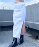 DC ディーシー レディース ロングスカート スリット リブ ワンポイント 刺繍ロゴ セットアップ対応 LSK242307(GRY-S)
