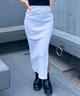【クーポン対象】DC ディーシー レディース ロングスカート スリット リブ ワンポイント 刺繍ロゴ セットアップ対応 LSK242307(BLK-S)