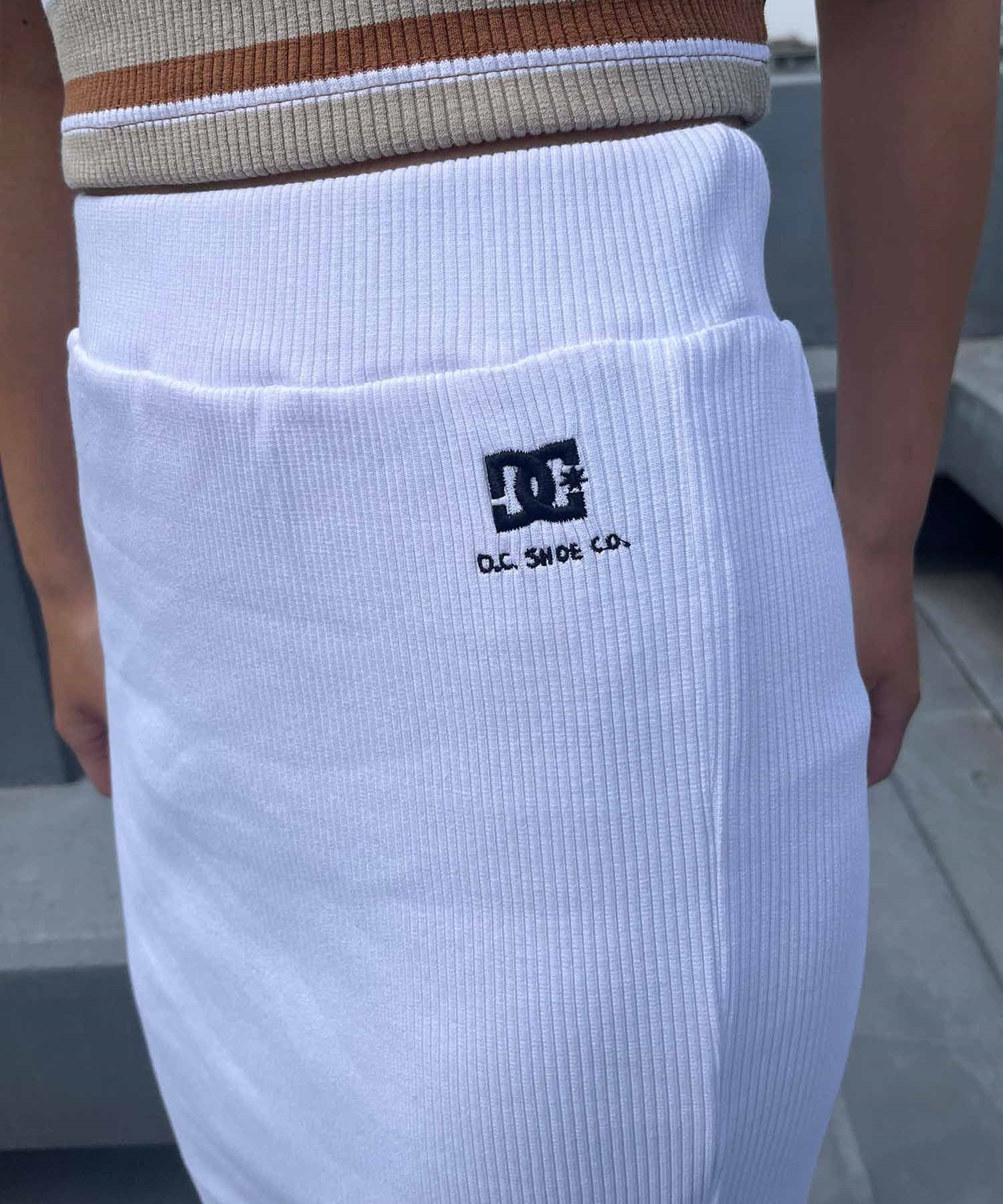 【クーポン対象】DC ディーシー レディース ロングスカート スリット リブ ワンポイント 刺繍ロゴ セットアップ対応 LSK242307(BLK-S)