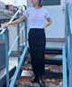 【クーポン対象】DC ディーシー レディース ロングスカート スリット リブ ワンポイント 刺繍ロゴ セットアップ対応 LSK242307(GRY-S)
