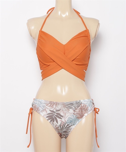レースレディース Lace Ladies 無地ビキニ・フリンジ付サイドレースアップハイウエストショーツ 水着2点セット【返品不可商品】 （ホワイト）
