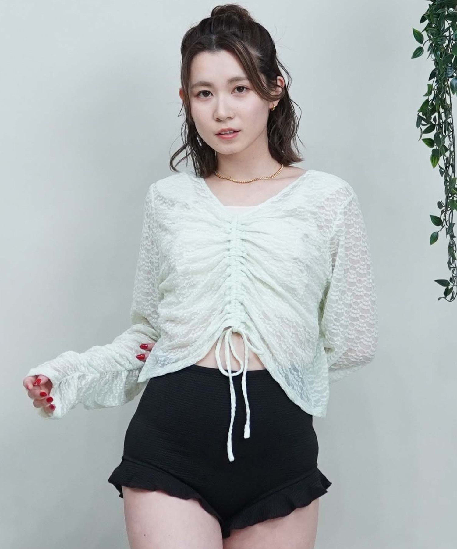 LAETITIA レリッタ レディース 水着 シアー長袖付き3点セット
