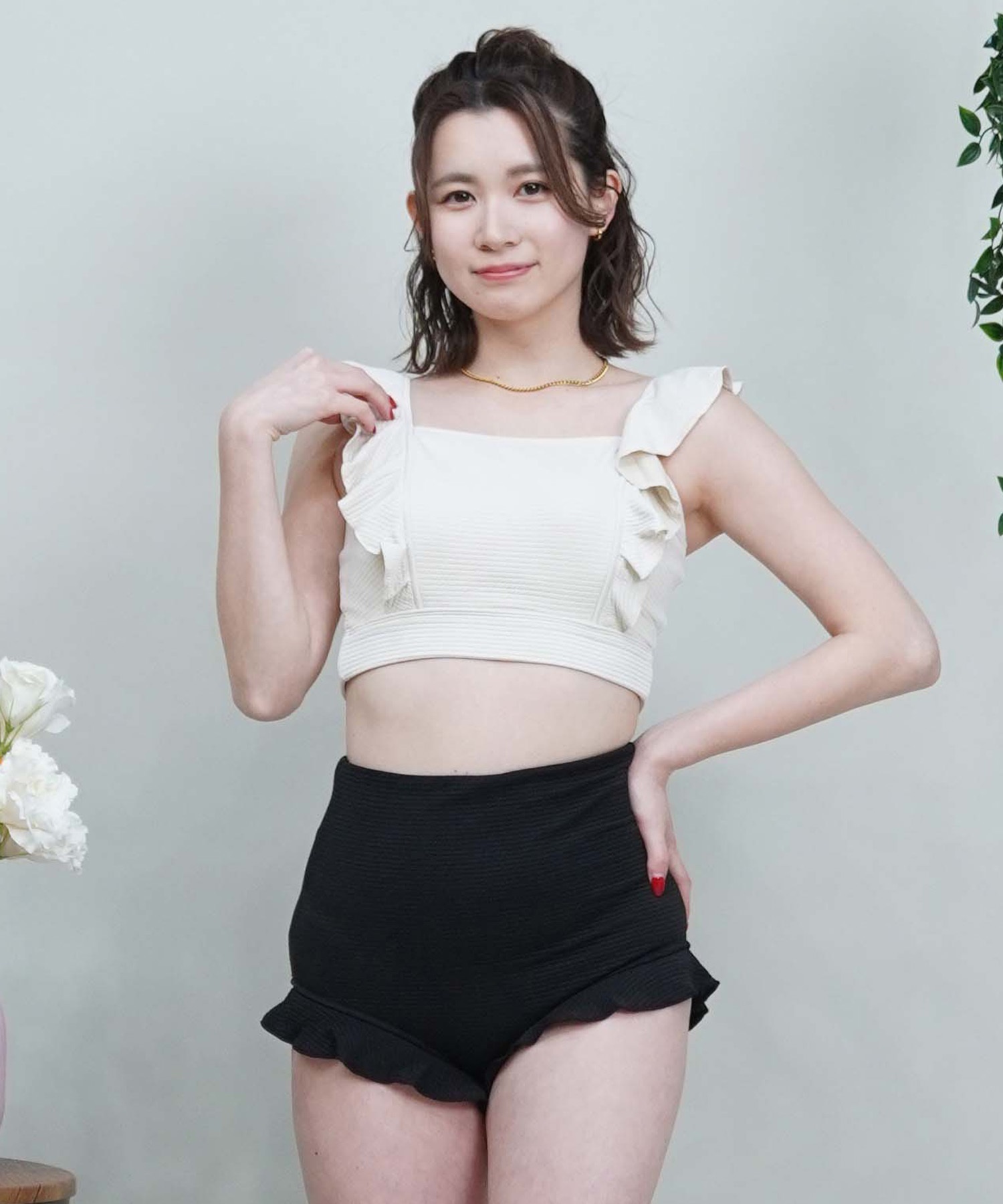 LAETITIA レリッタ レディース 水着 シアー長袖付き3点セット