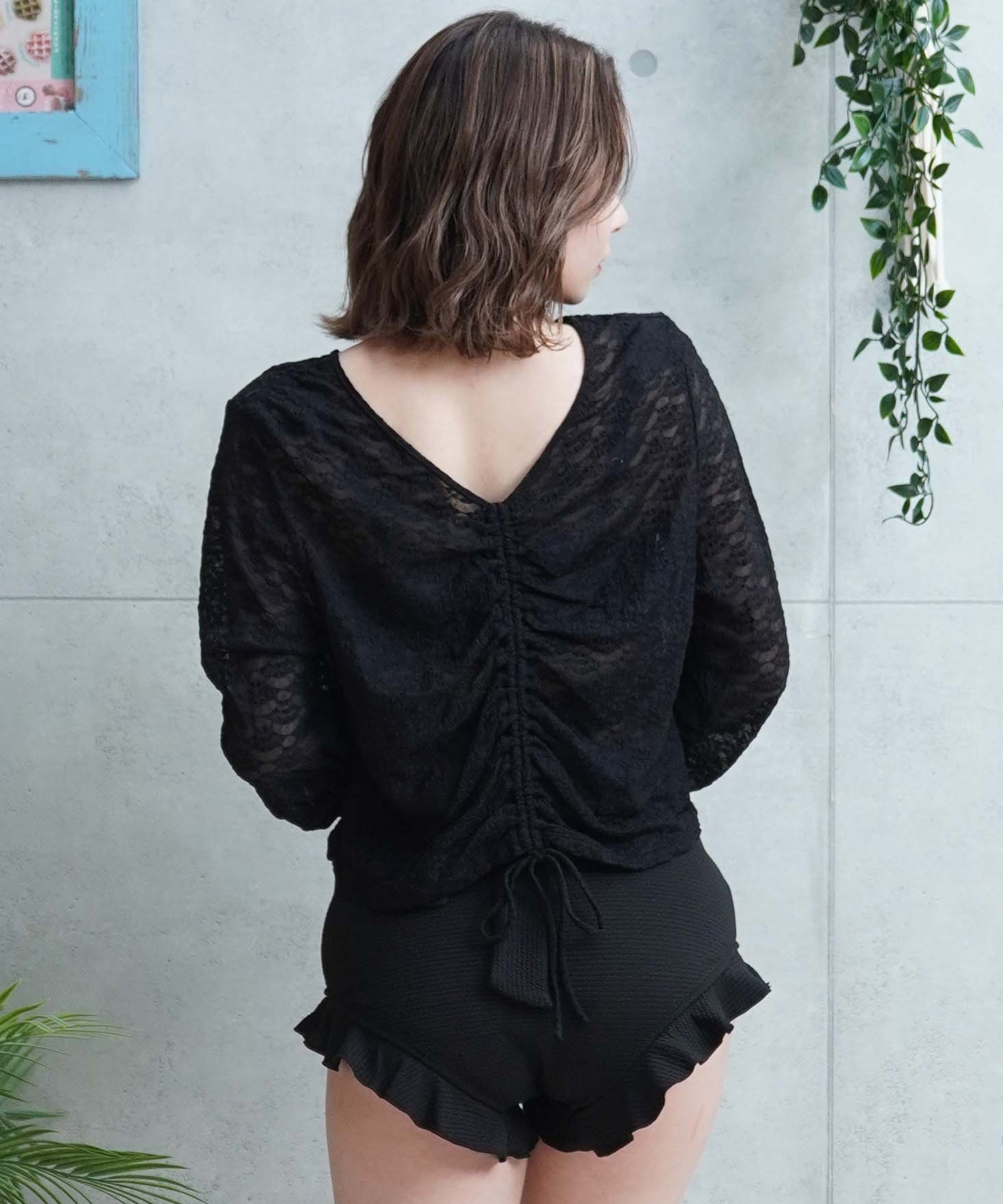 LAETITIA レリッタ 水着 レディース シアー長袖付き3点セット  フレア ２WAY 442401(WT-9)