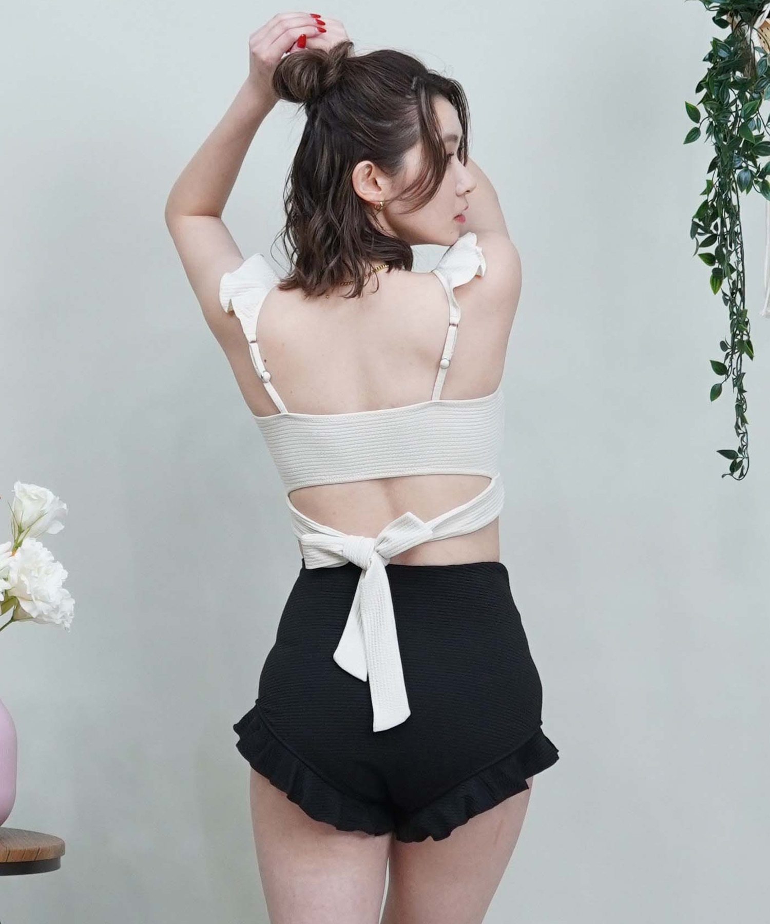 LAETITIA レリッタ 水着 レディース シアー長袖付き3点セット  フレア ２WAY 442401(WT-9)