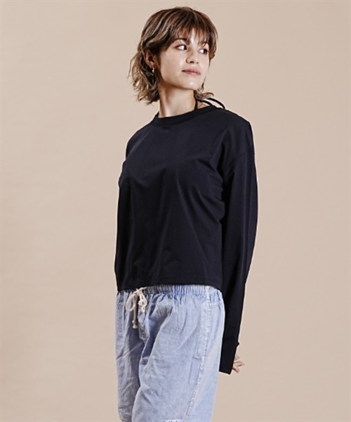 OP オーピー ルーズシルエット 無地ロンT ロングスリーブTEE ラッシュガード 523459(BEG-M)