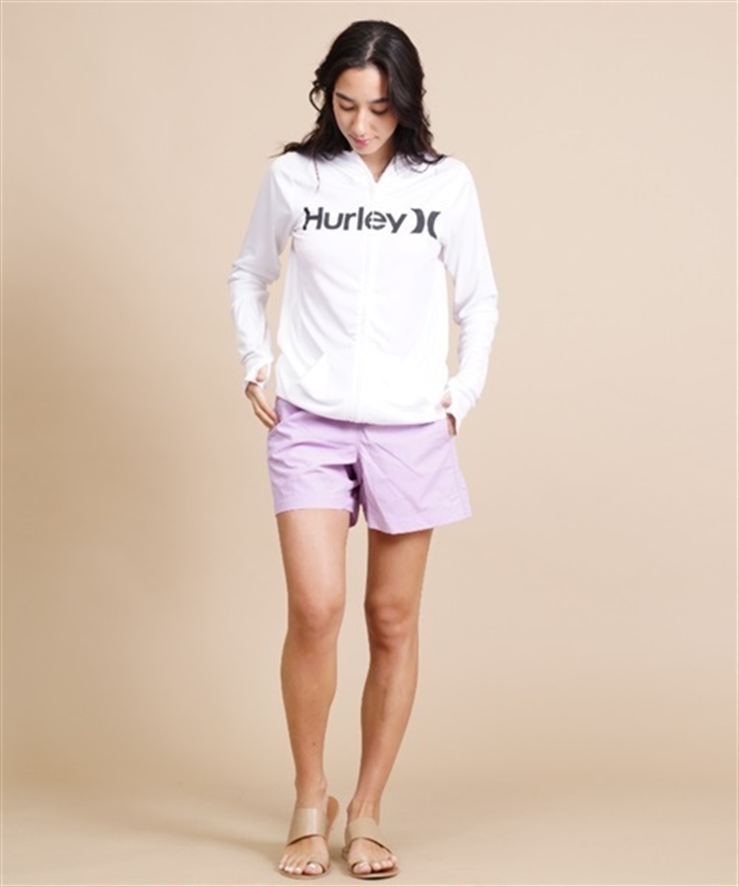 Hurley ハーレー WRG2320015 レディース ラッシュガード 長袖 ジップアップ パーカー UVカット 水陸両用 ユーティリティ KX1 E11(BK-S)