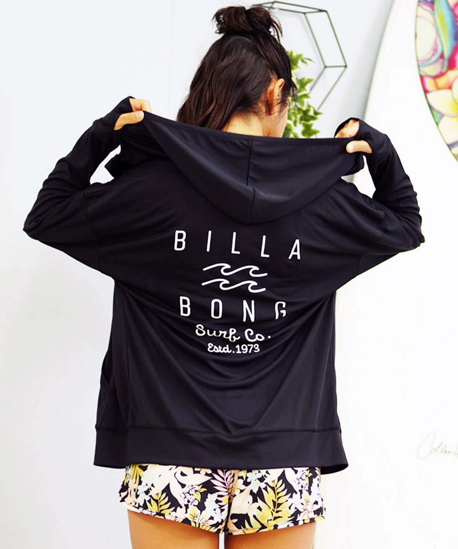 【クーポン対象】BILLABONG ビラボン ラッシュガード ジップパーカー ラッシュパーカー バックロゴ UVケア 吸水速乾 レディース BE013-862(WHT-M)