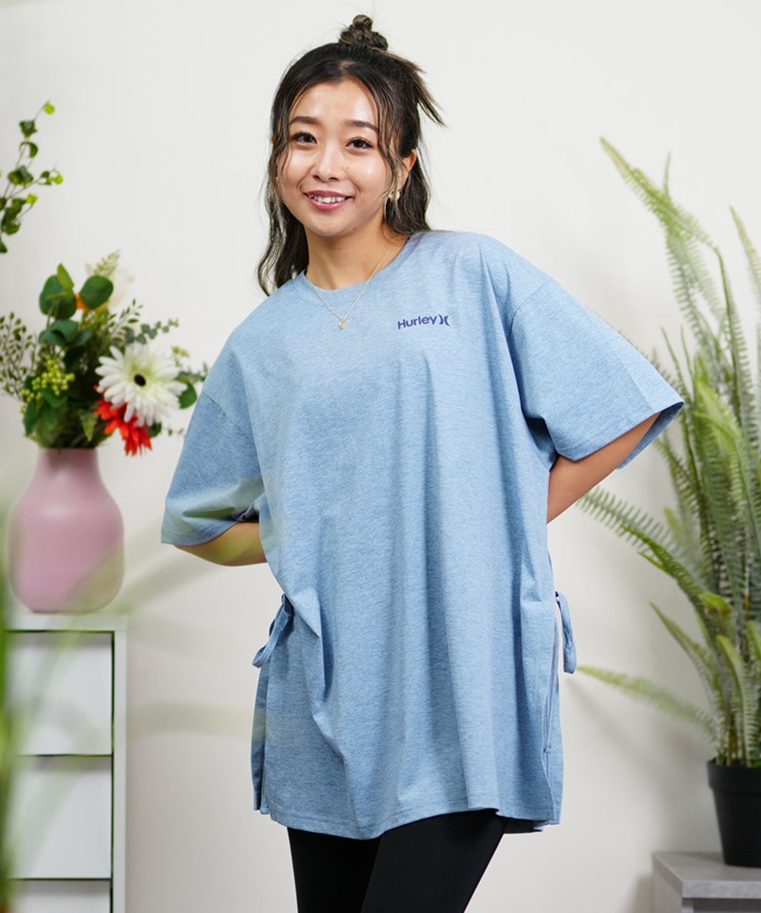 【マトメガイ対象】Hurley ハーレー レディース ラッシュガード 水陸両用 UVカット オーバーサイズラッシュガードTシャツ WUT2421005(DBLE-FREE)