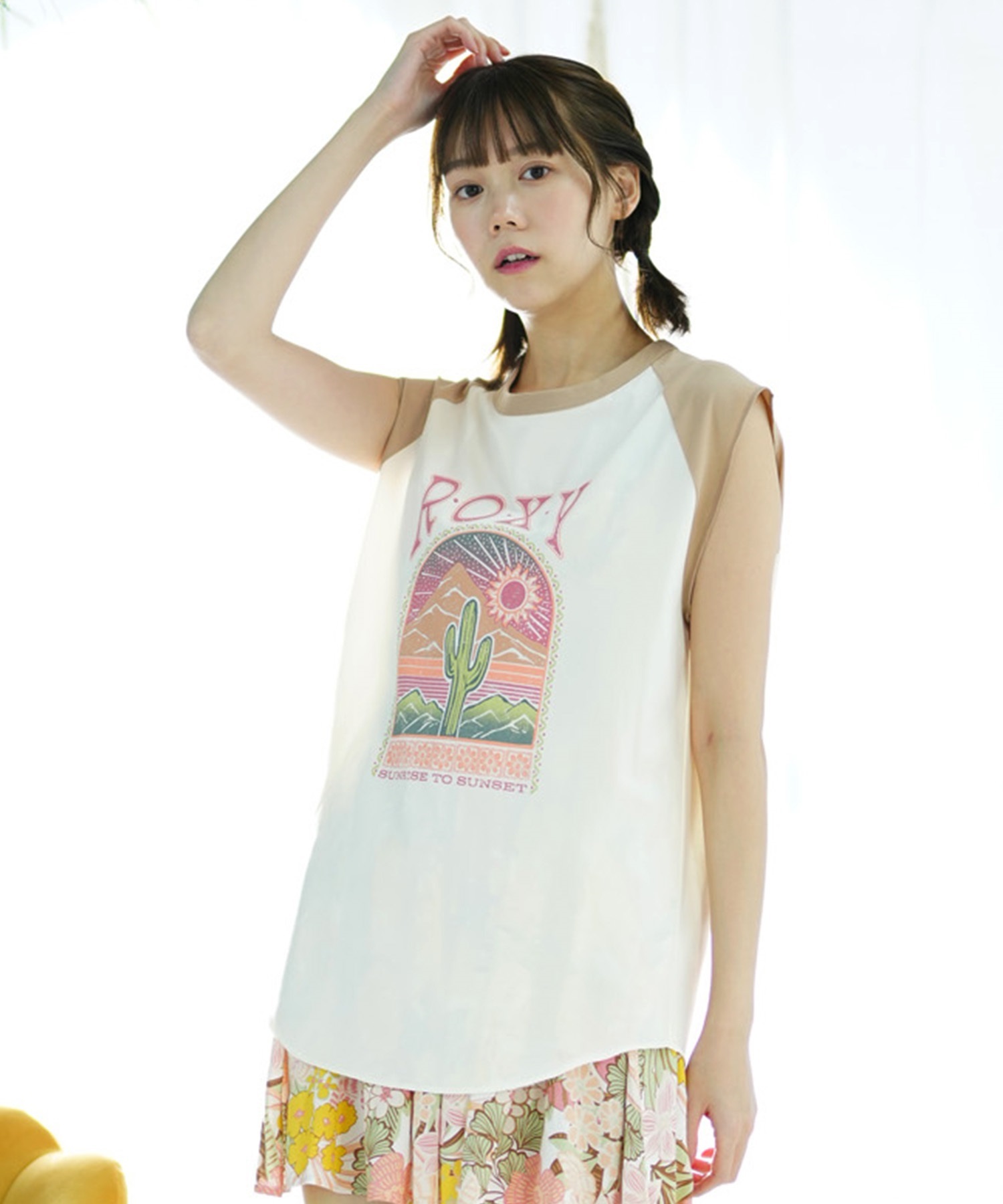 ROXY ロキシー レディース ラッシュガード タンクトップ ノースリーブTシャツ 水陸両用 ユーティリティ UVカット RLY242014(BEG-M)