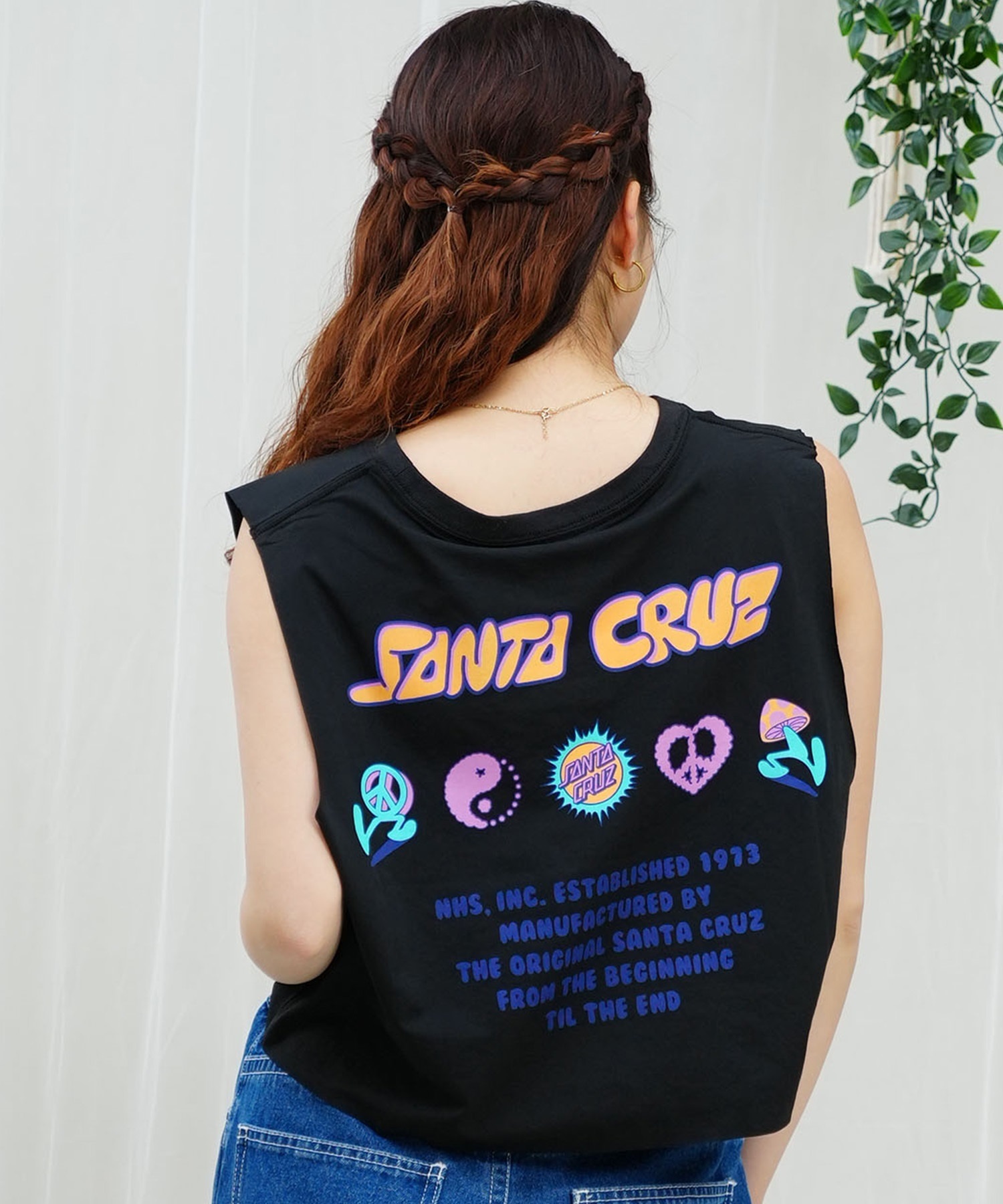 SANTACRUZ サンタクルーズ レディース ラッシュガード タンクトップ ショート丈 水陸両用 ユーティリティ UVカット 502242637 ムラサキスポーツ限定(BLACK-M)