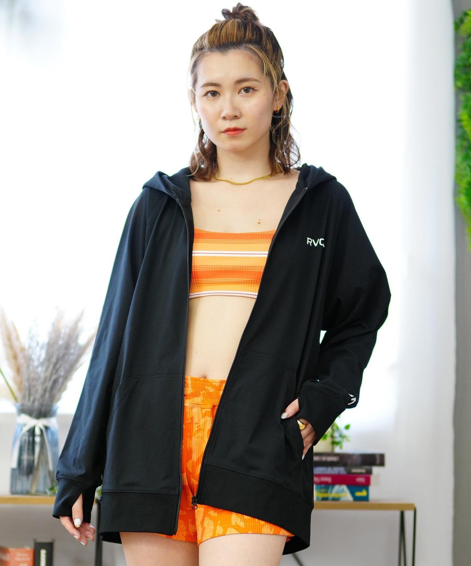 RVCA ルーカ レディース ラッシュガード パーカー ジップアップ