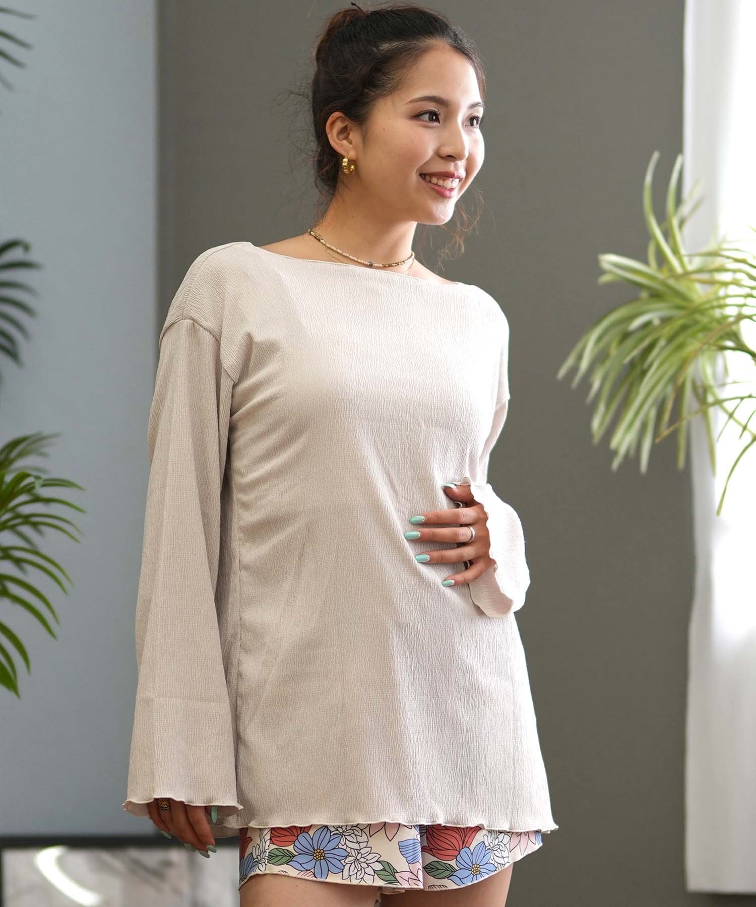 OP オーピー 長袖 ラッシュガード レディース 2WAY リボン 水陸両用