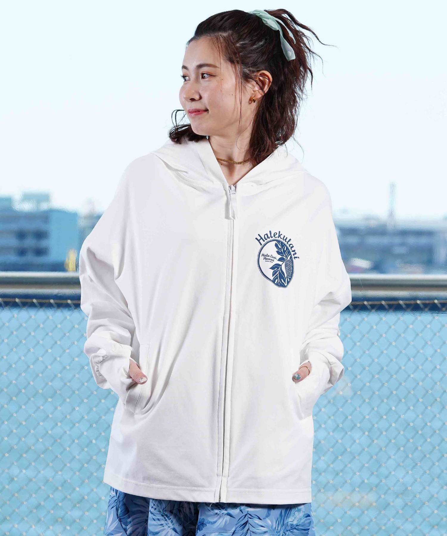 HULALANI フララニ レディース ラッシュガード パーカー 長袖 ジップ