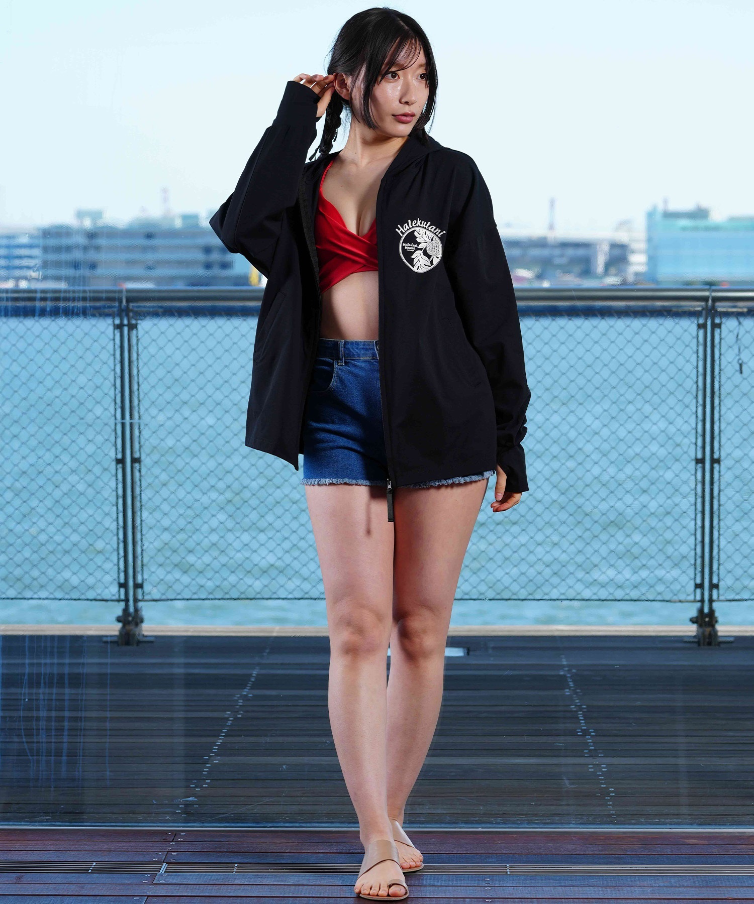 HULALANI フララニ レディース ラッシュガード パーカー 長袖 ジップ