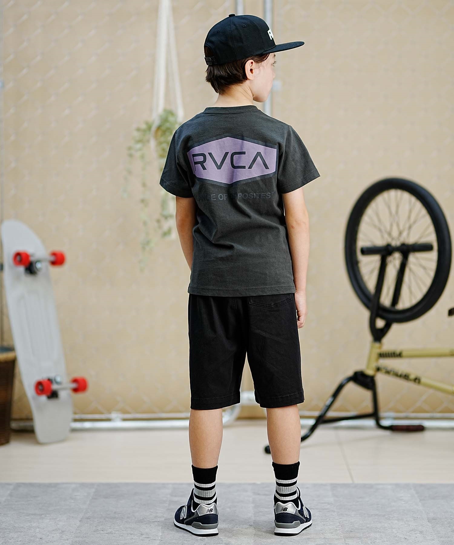 RVCA ルーカ キッズ 半袖 Tシャツ ワイドシルエット ロゴ 親子コーデ BE045-225(GNB1-130cm)