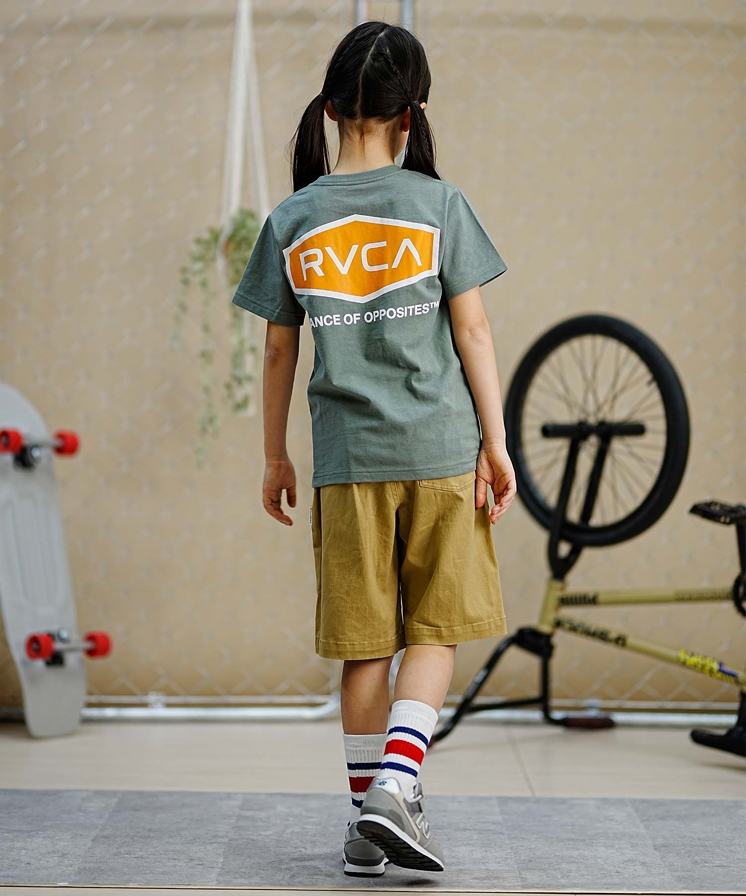 RVCA ルーカ キッズ 半袖 Tシャツ ワイドシルエット ロゴ 親子コーデ BE045-225(GNB1-130cm)