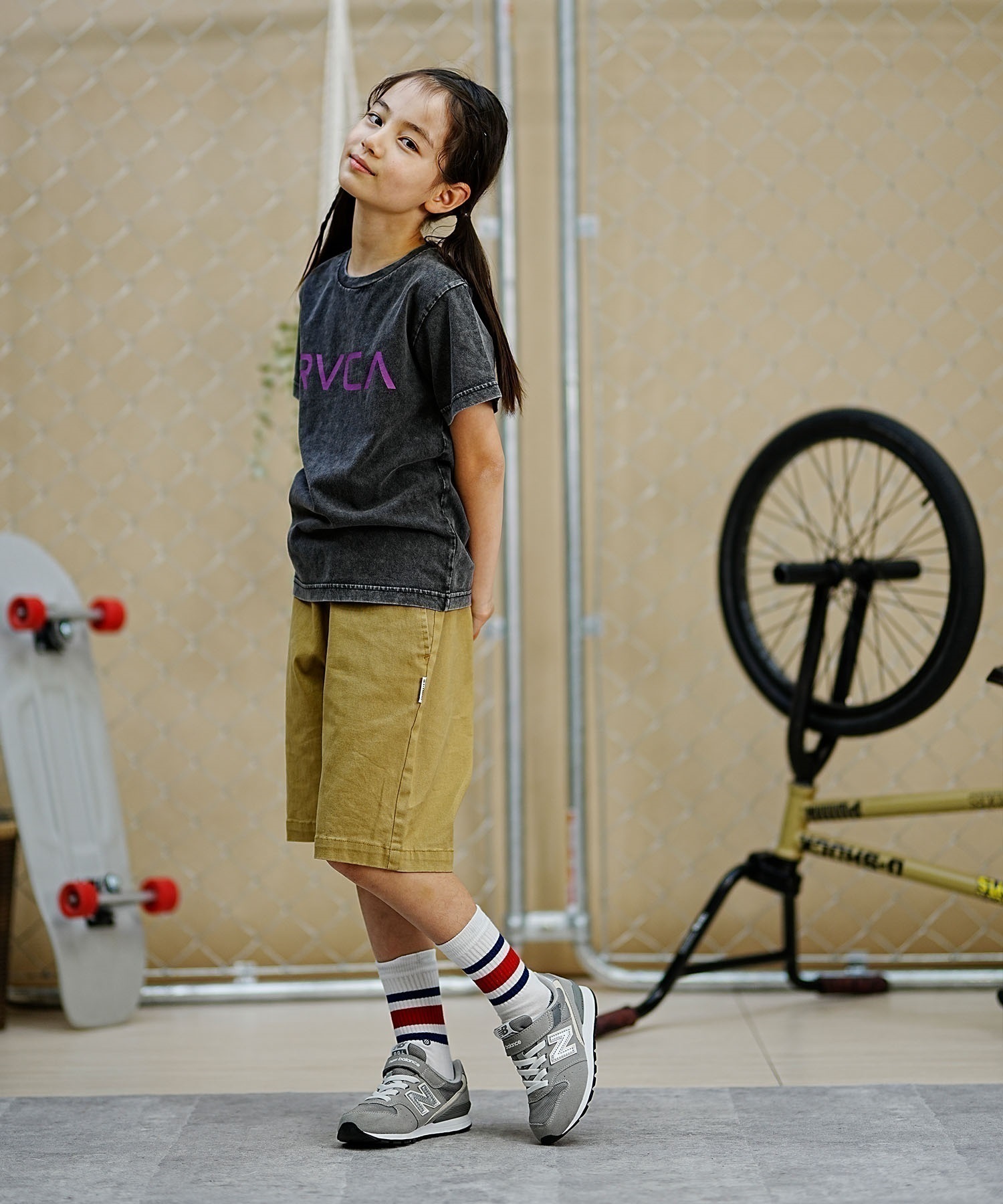 RVCA ルーカ キッズ 半袖Tシャツ 定番ロゴデザイン 親子コーデ
