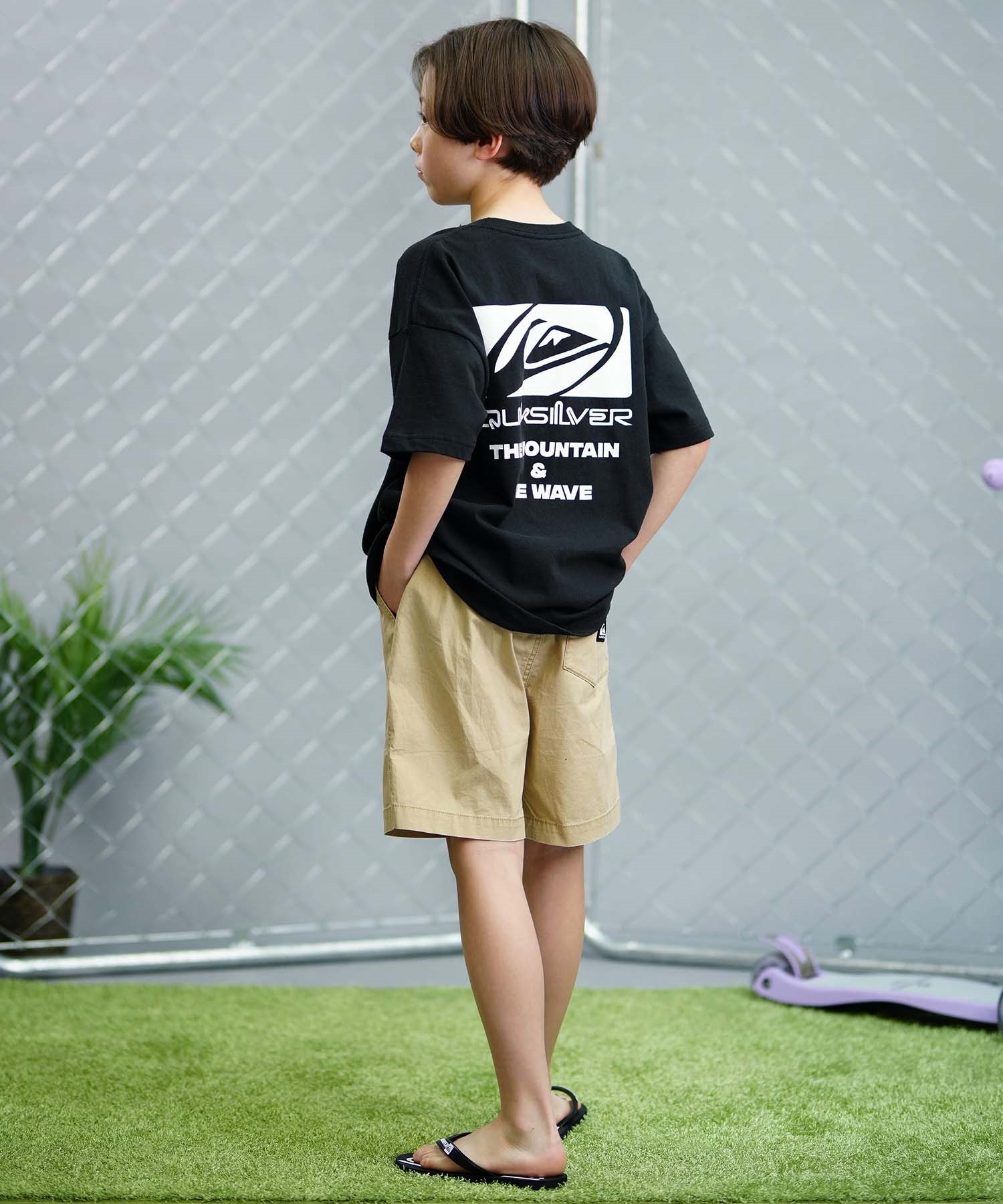 QUIKSILVER クイックシルバー 半袖 Tシャツ キッズ バックプリント SATURN BOX ST KST242621M ムラサキスポーツ限定(WHT-130cm)