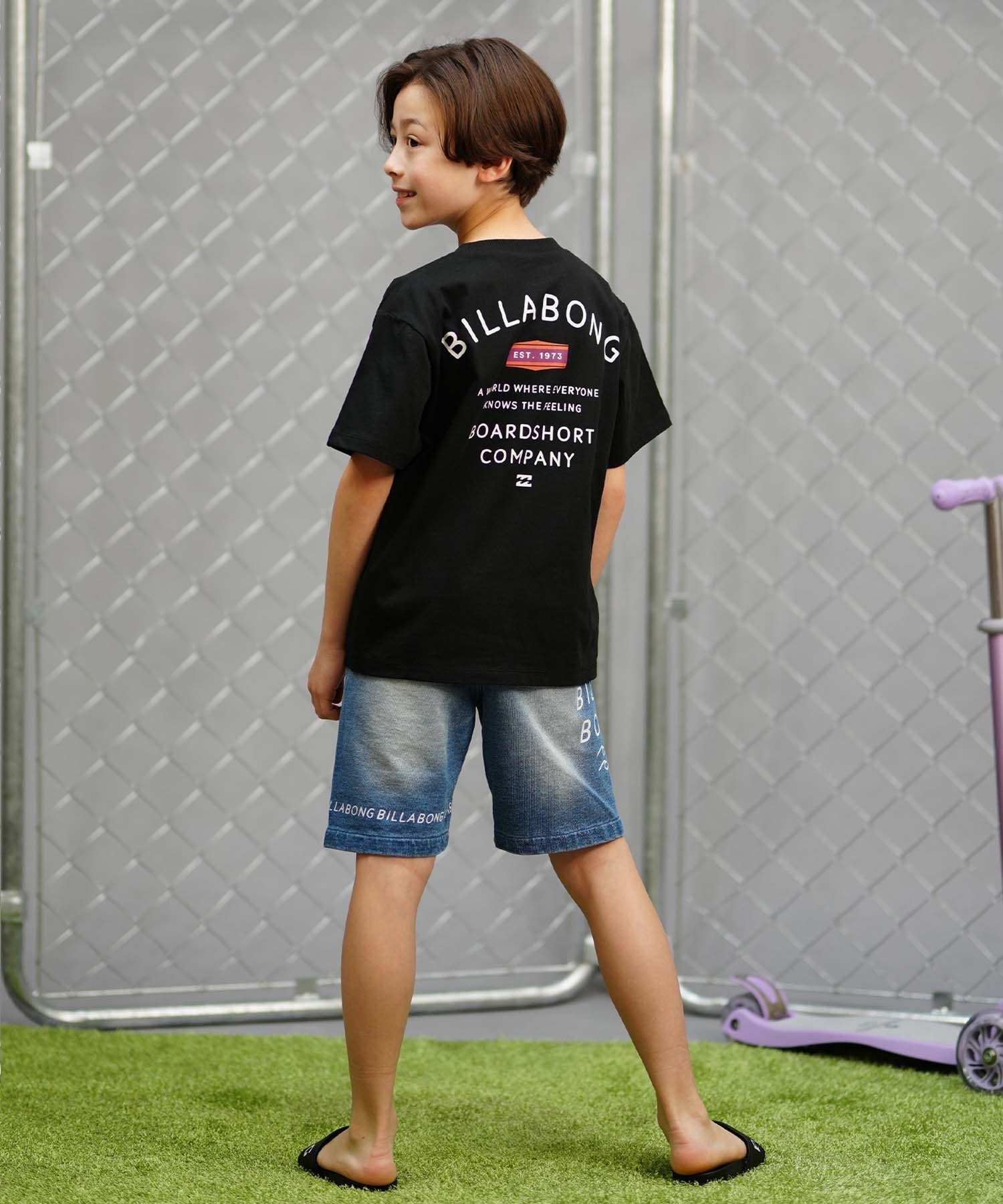BILLABONG ビラボン PEAK キッズ 半袖 Tシャツ バックプリント BE015-205(BLK-130cm)