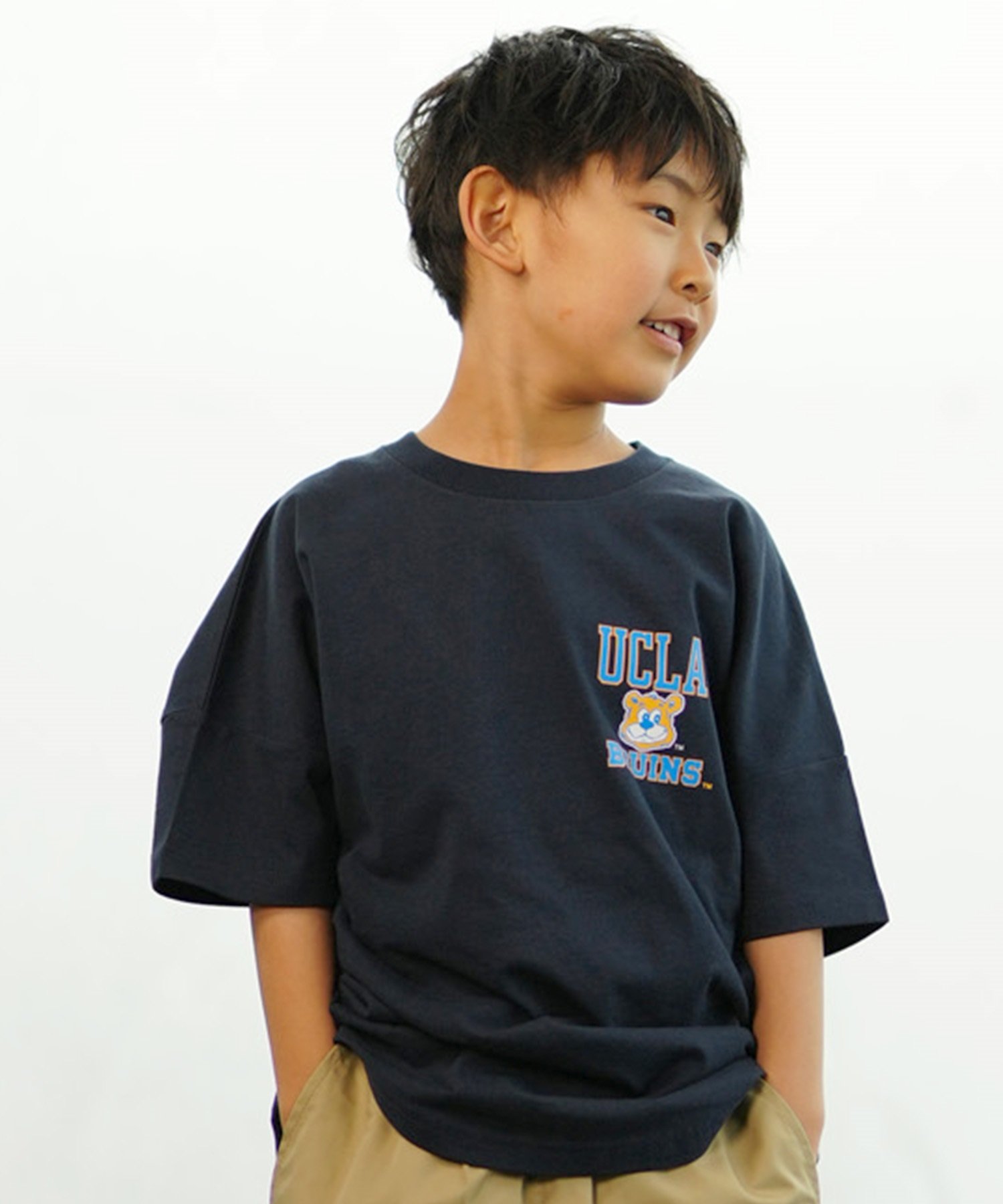 ANTIBAL アンティバル キッズ Tシャツ 半袖 UCLA カレッジロゴ バックプリント オーバーサイズ 242AN3ST195(WHT-130cm)