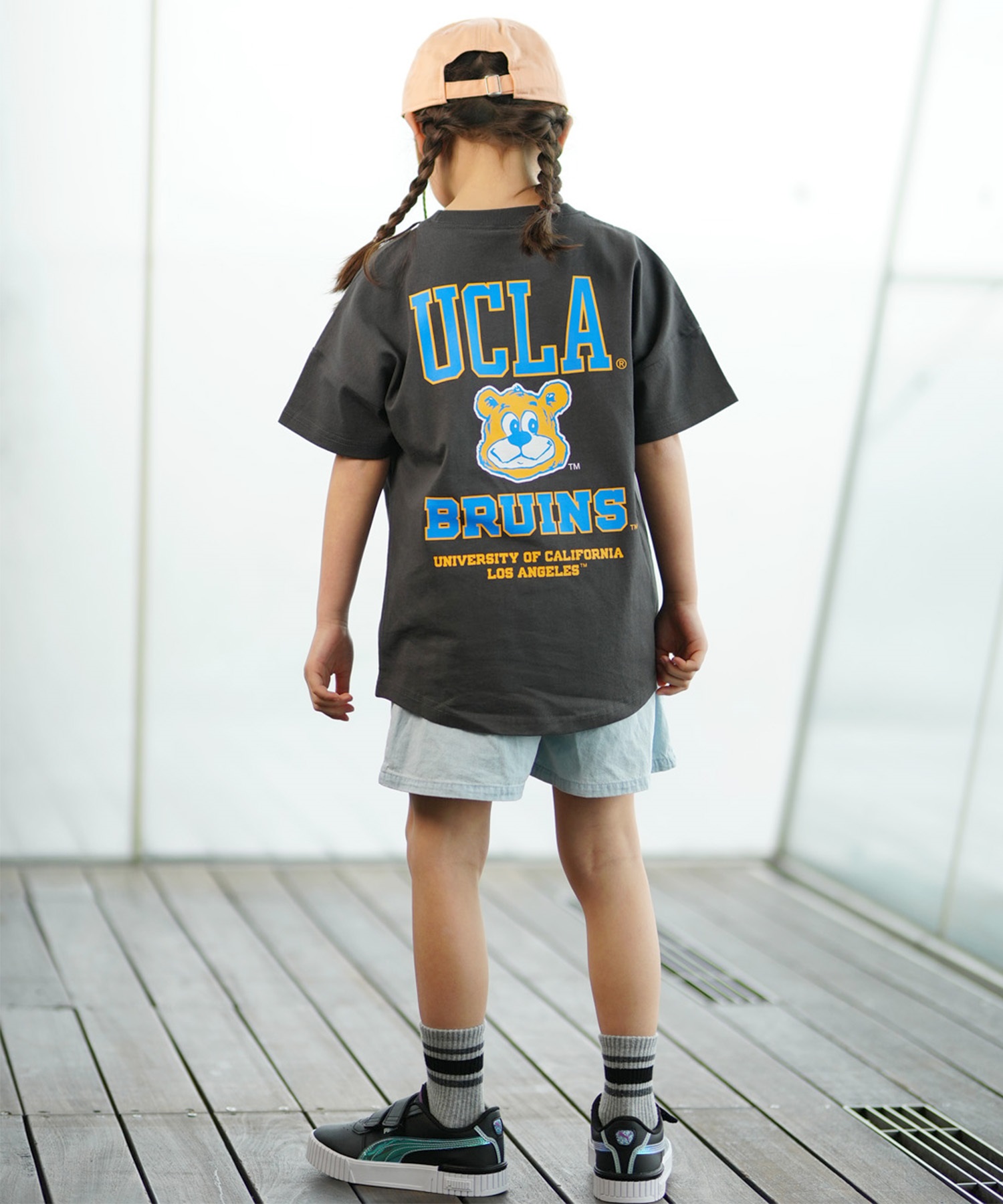 ANTIBAL アンティバル キッズ Tシャツ 半袖 UCLA カレッジロゴ バックプリント オーバーサイズ 242AN3ST195(NVY-130cm)