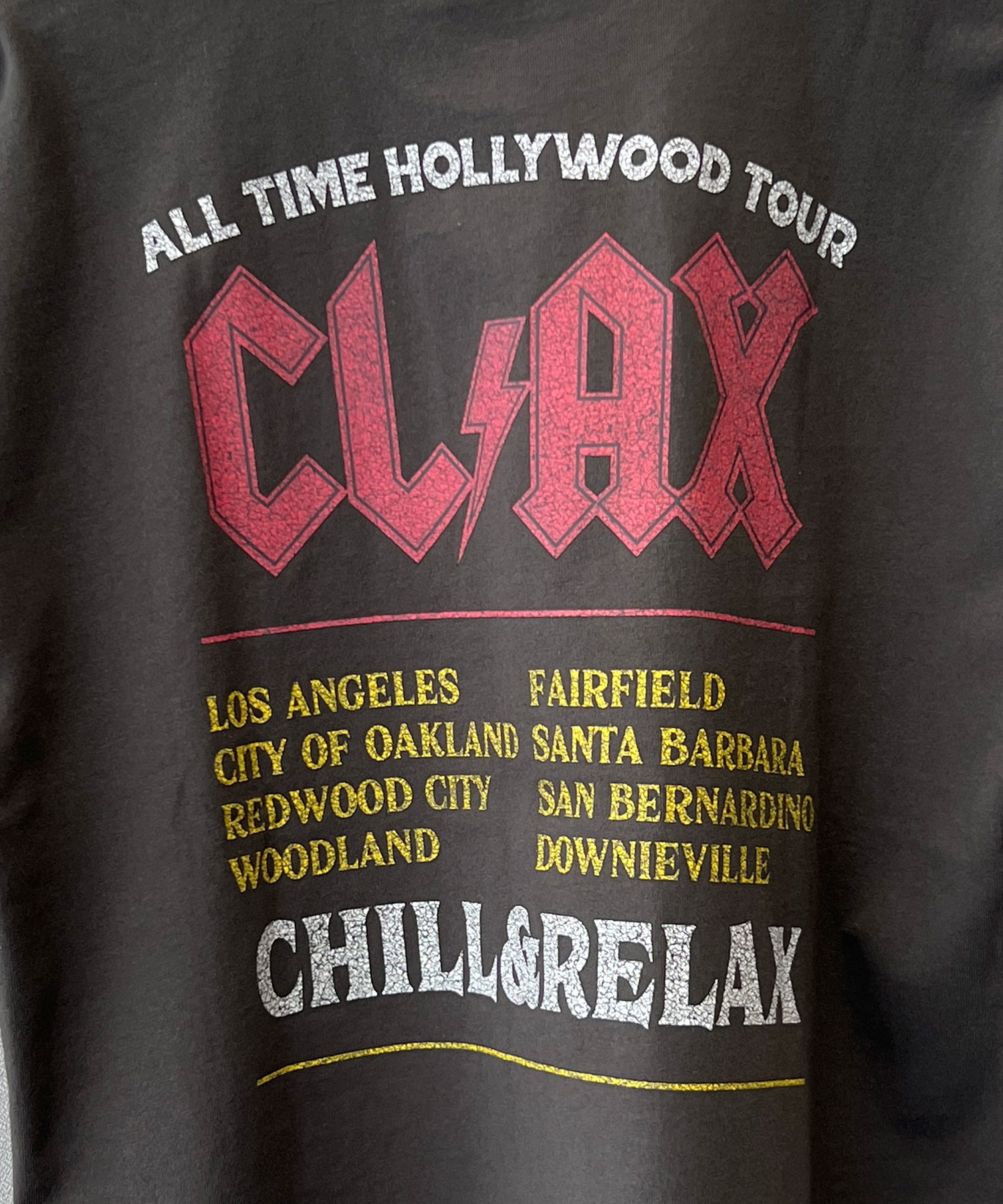 CHILLAX チラックス キッズ Tシャツ 半袖 バンド風 ピグメント加工 ヴィンテージ風 オーバーサイズ 242CL3ST192(ORG-130cm)