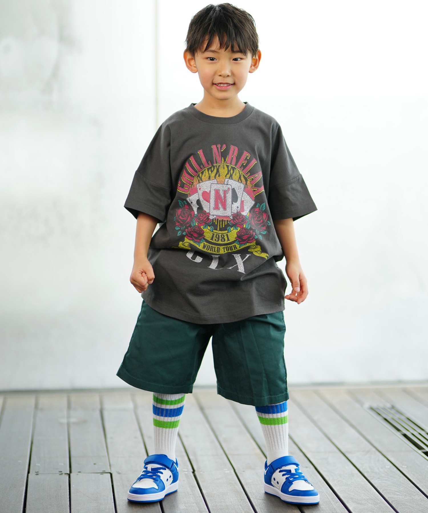 CHILLAX チラックス キッズ Tシャツ 半袖 バンド風 ピグメント
